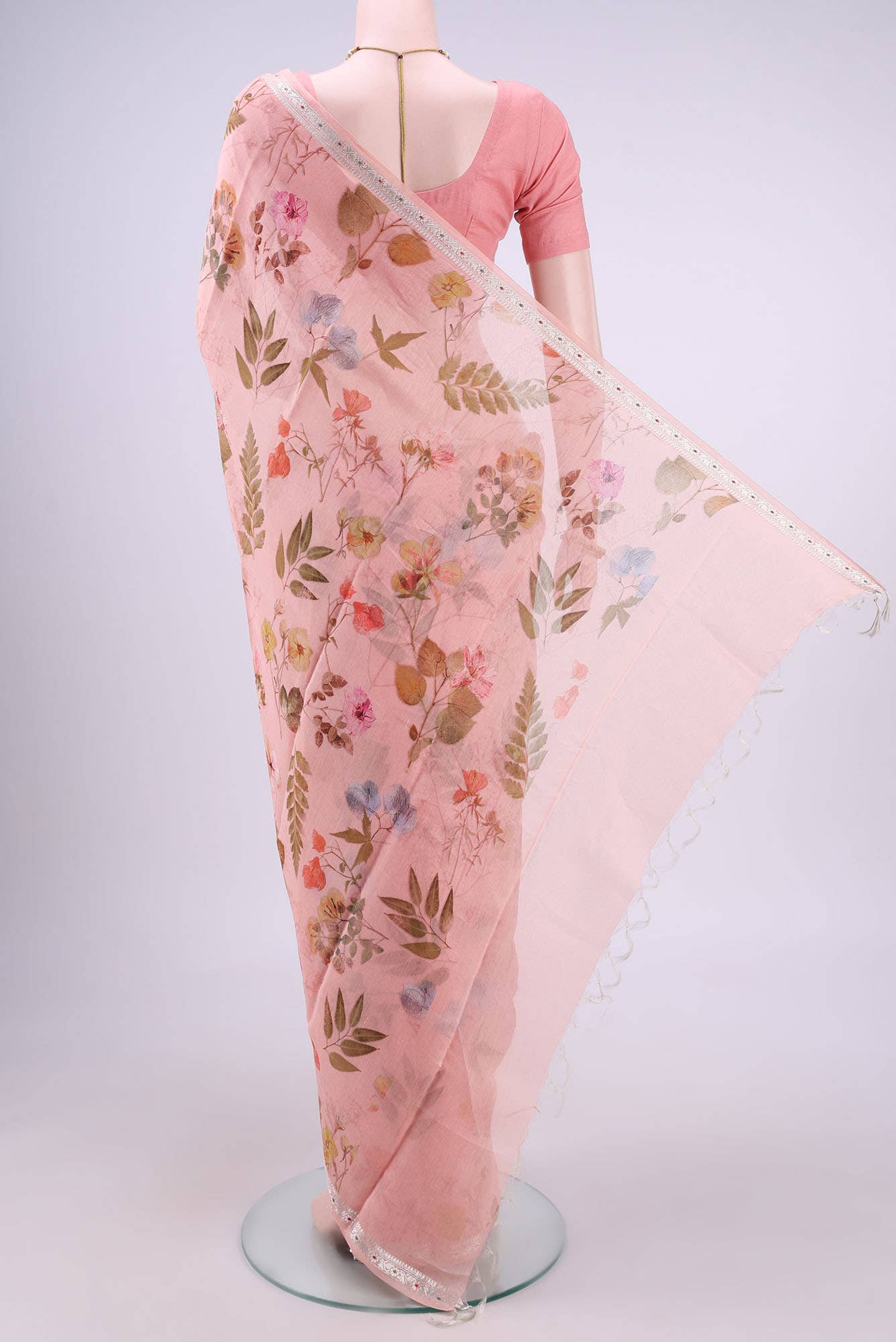 Peach Chanderi Silk Saree