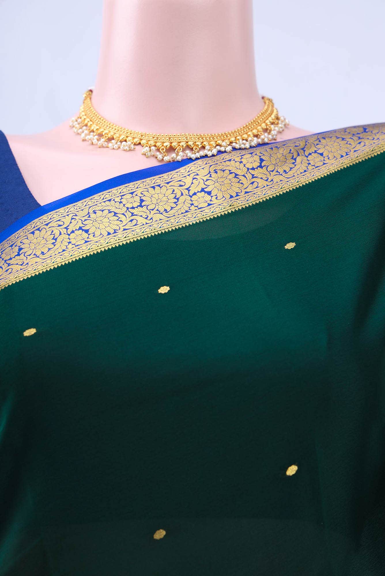 Bottle Green Crepe Saree