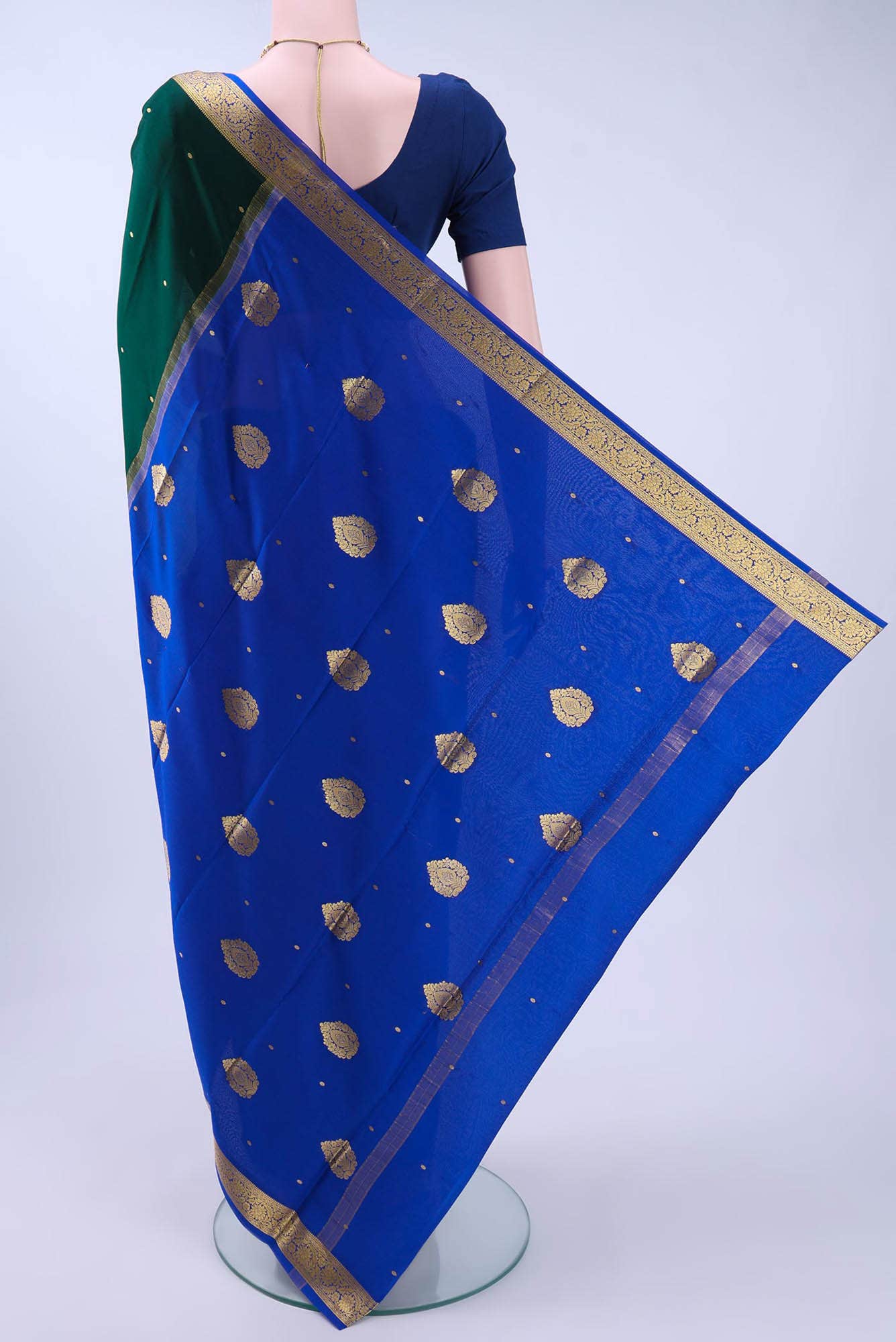 Bottle Green Crepe Saree