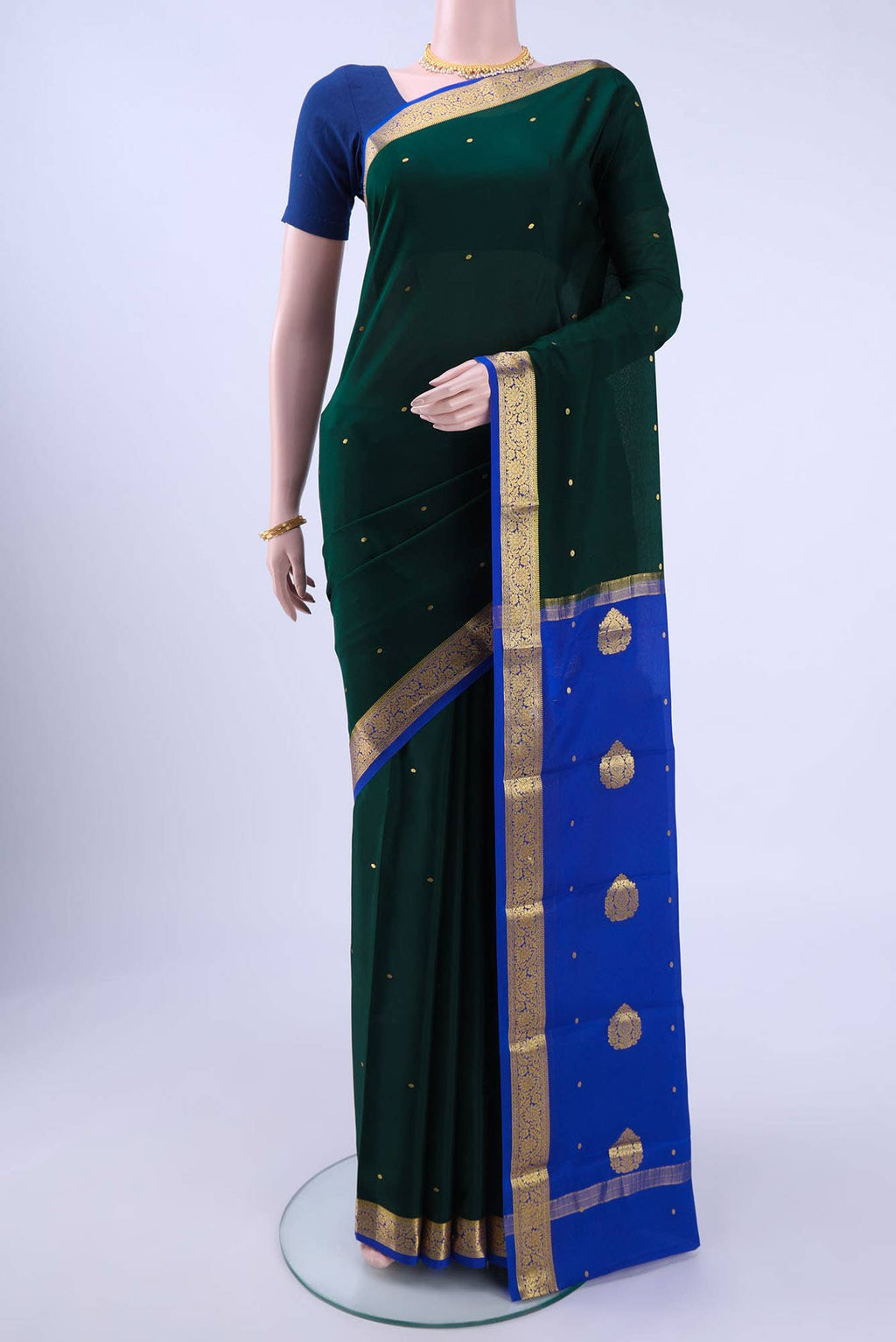Bottle Green Crepe Saree