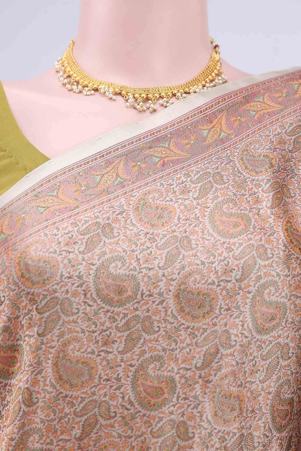 Beige Baluchari Silk Saree