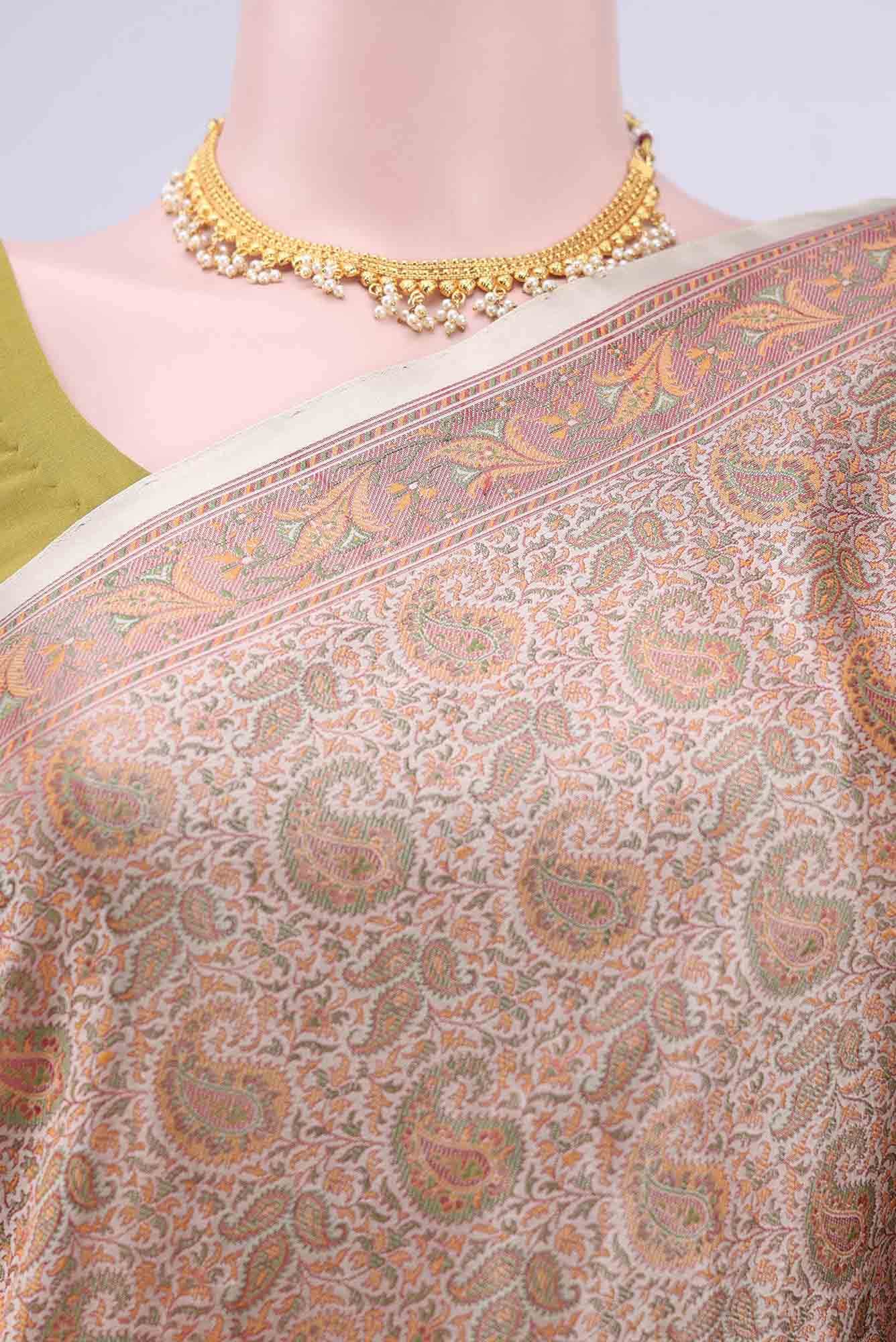Beige Baluchari Silk Saree