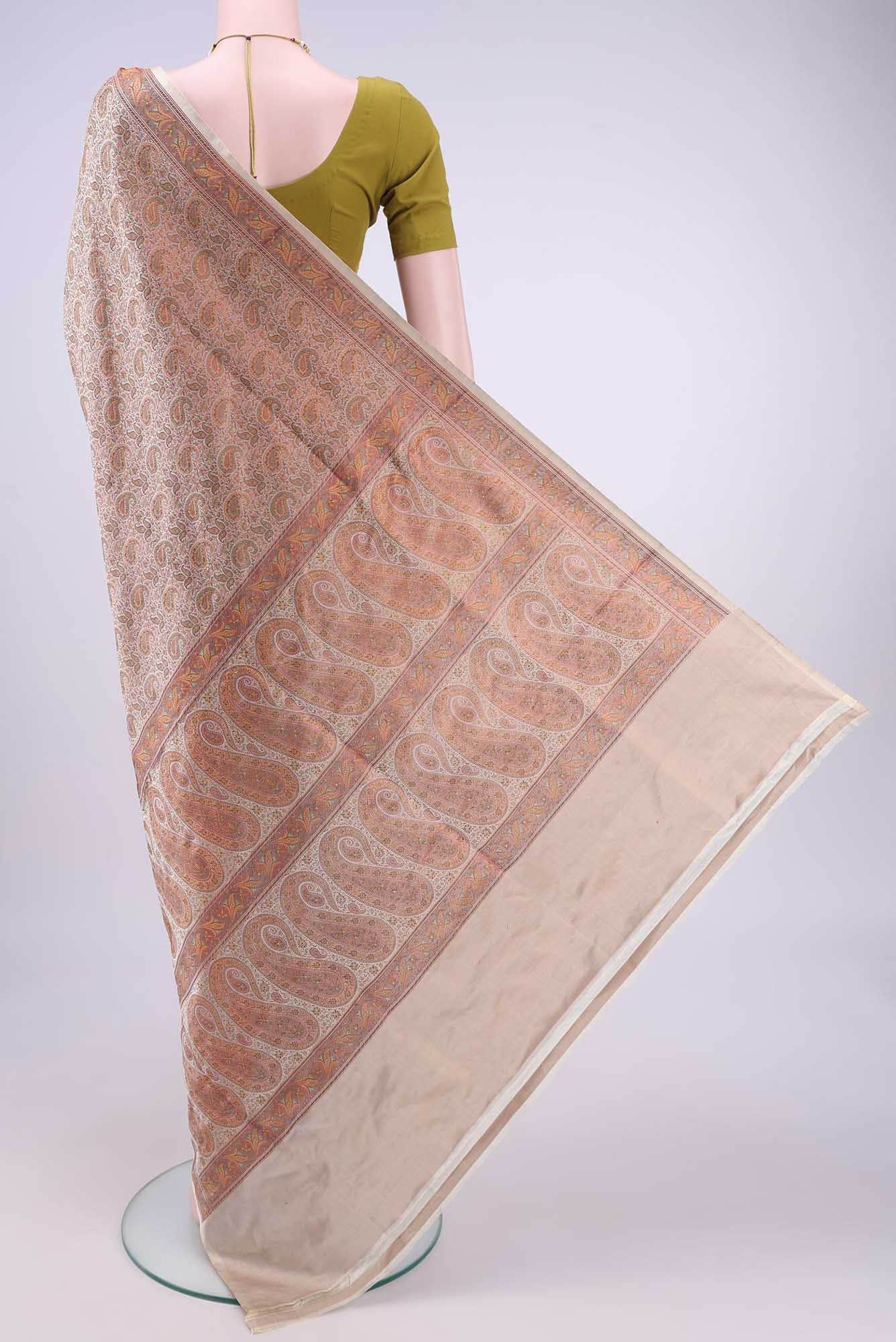Beige Baluchari Silk Saree