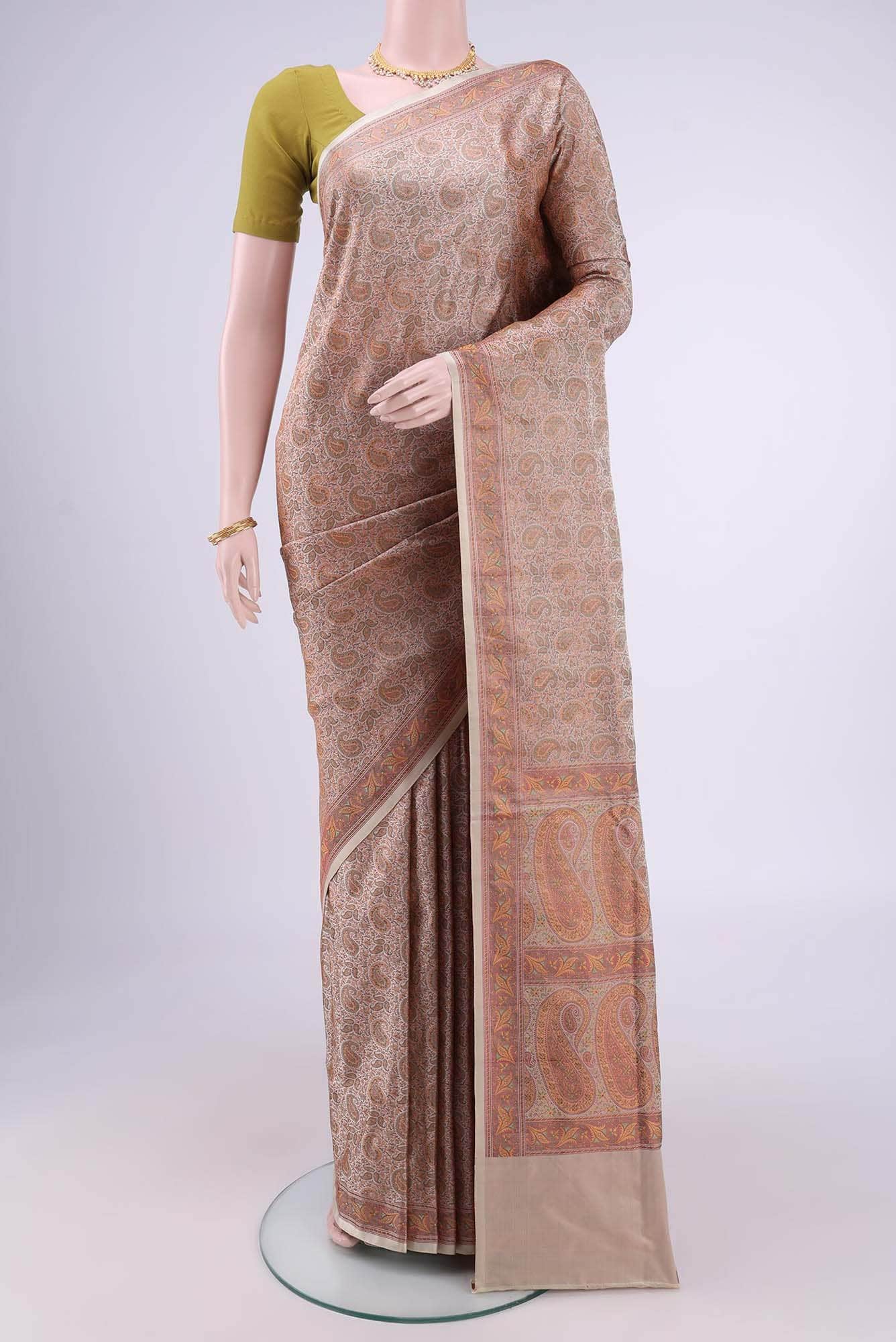 Beige Baluchari Silk Saree