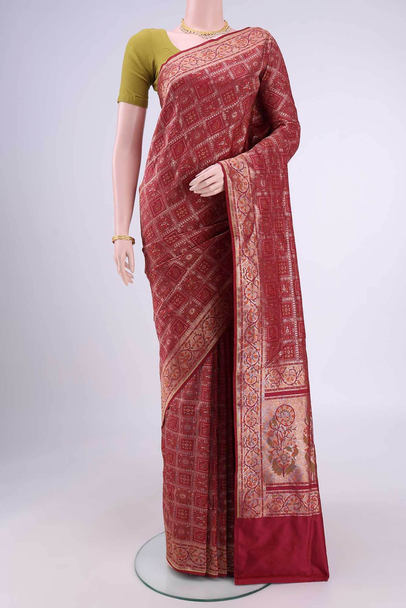 Maroon Baluchari Silk Saree