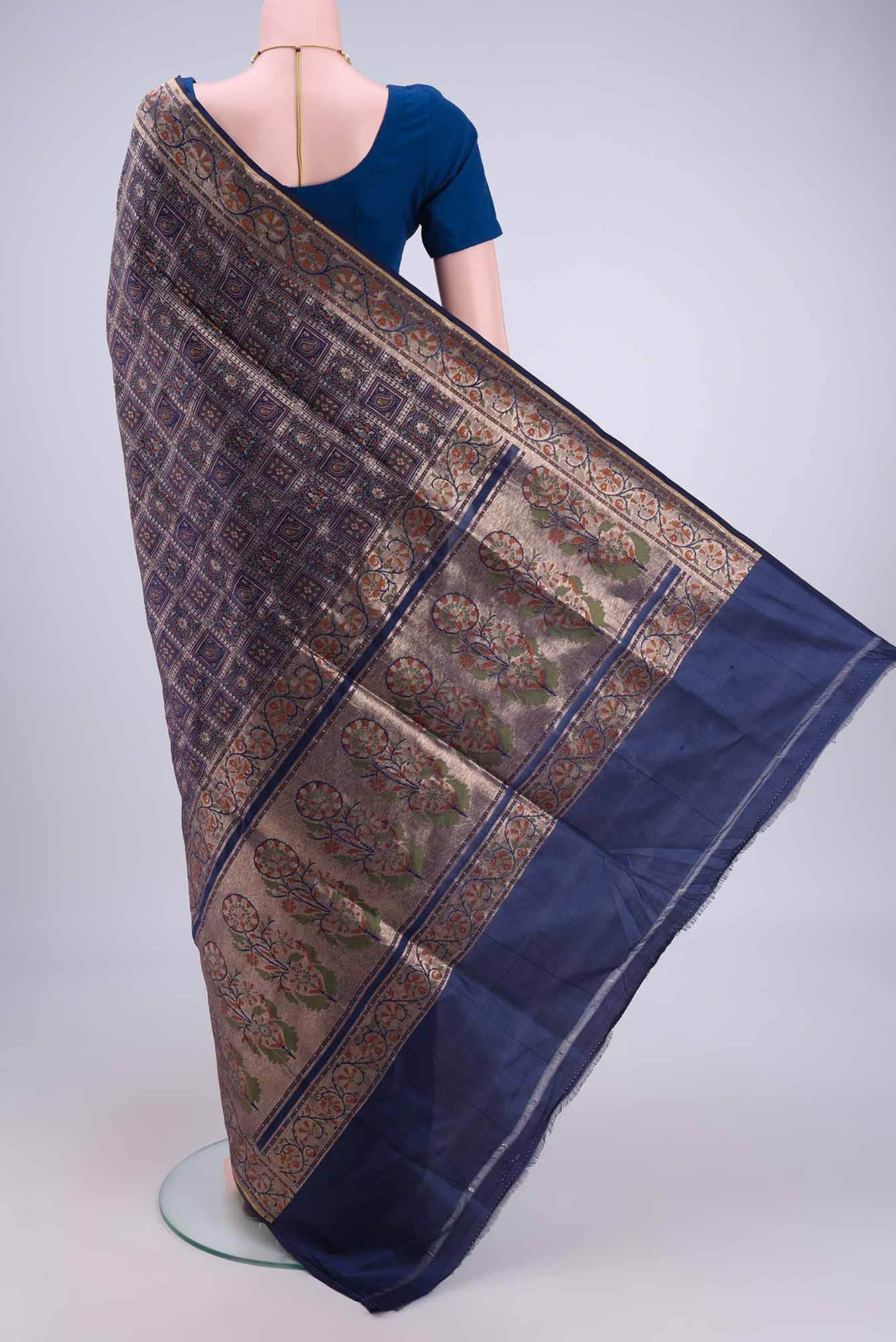 Navy Blue Banarasi Silk Saree