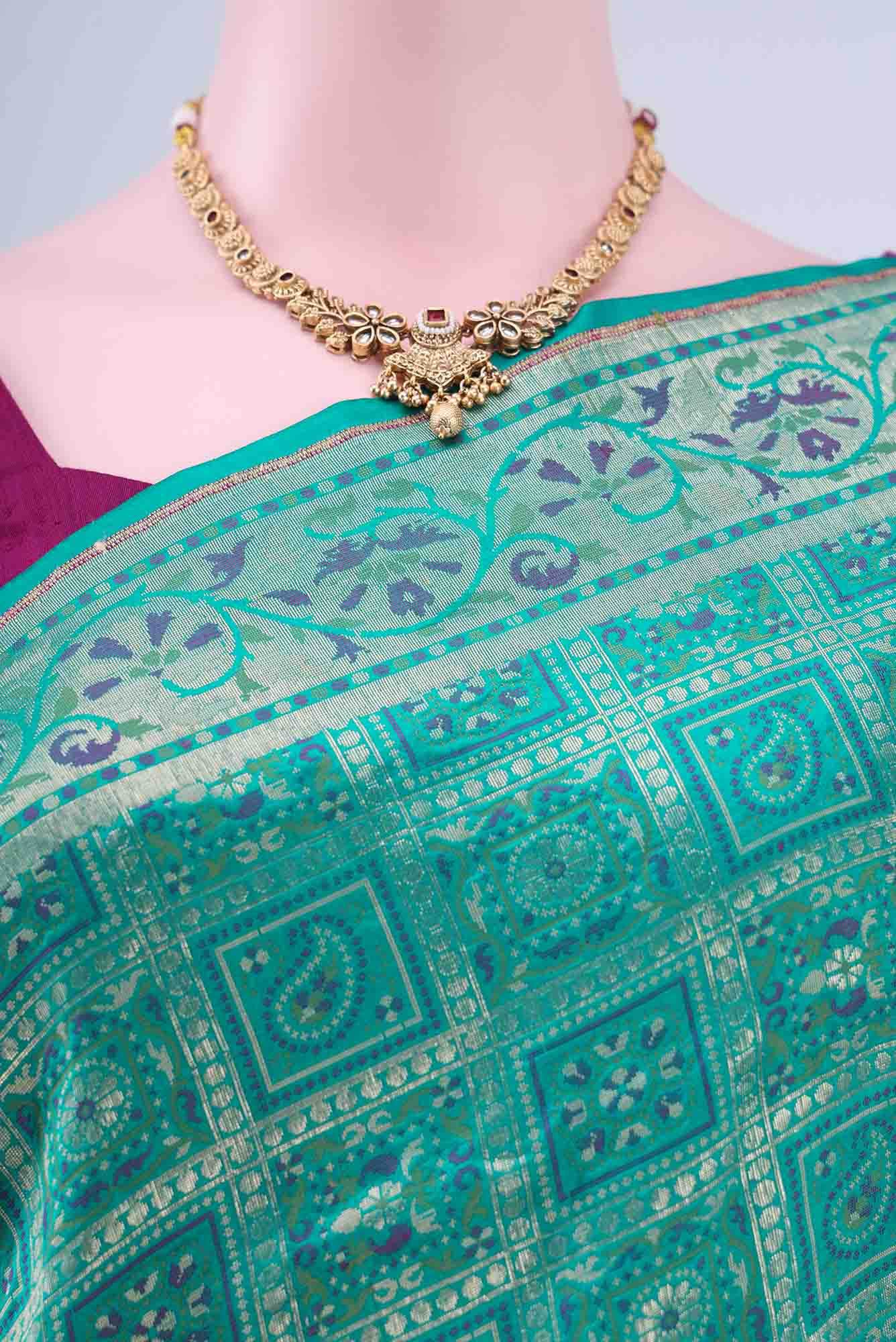 Peacock Blue Banarasi Silk Saree
