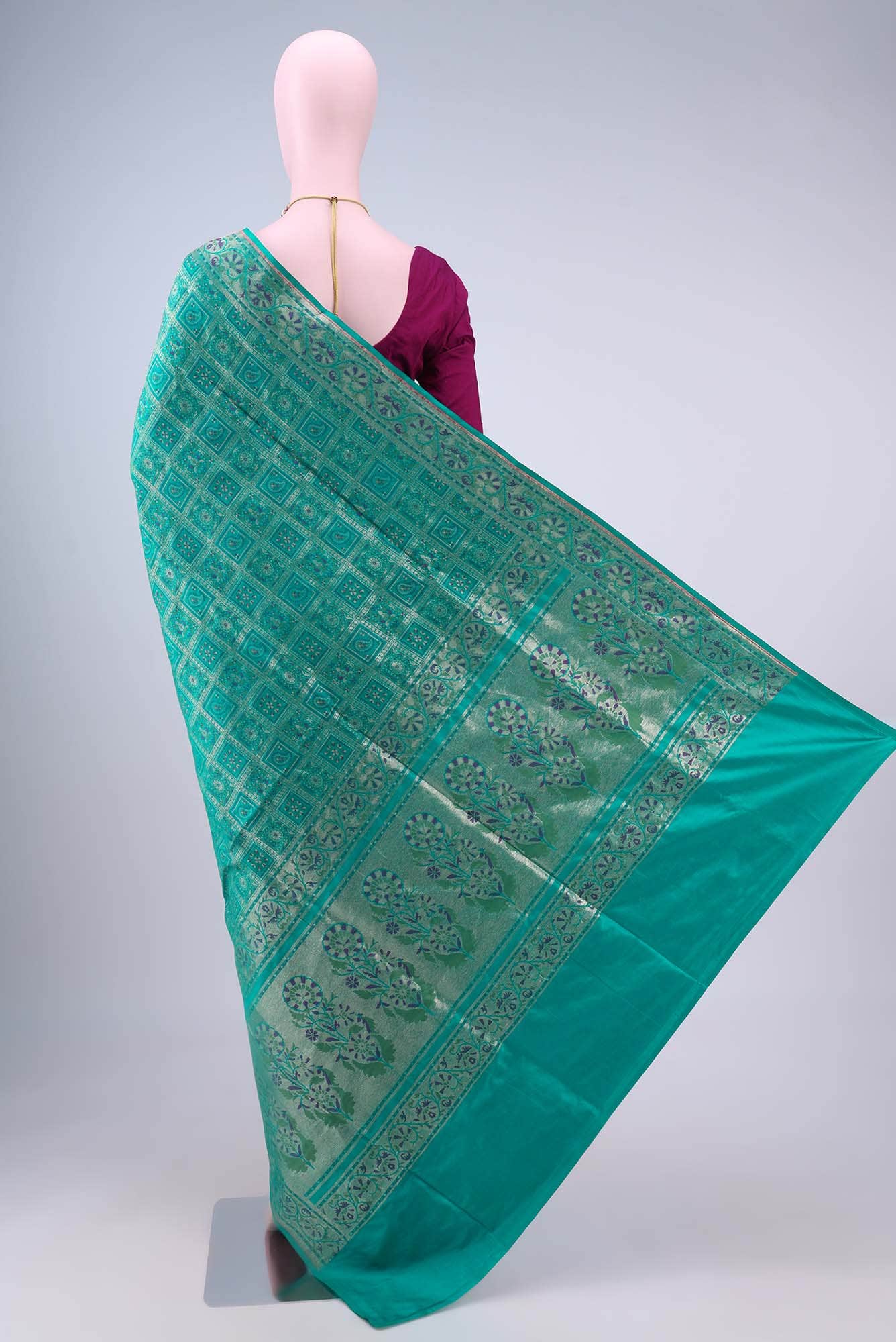 Peacock Blue Banarasi Silk Saree