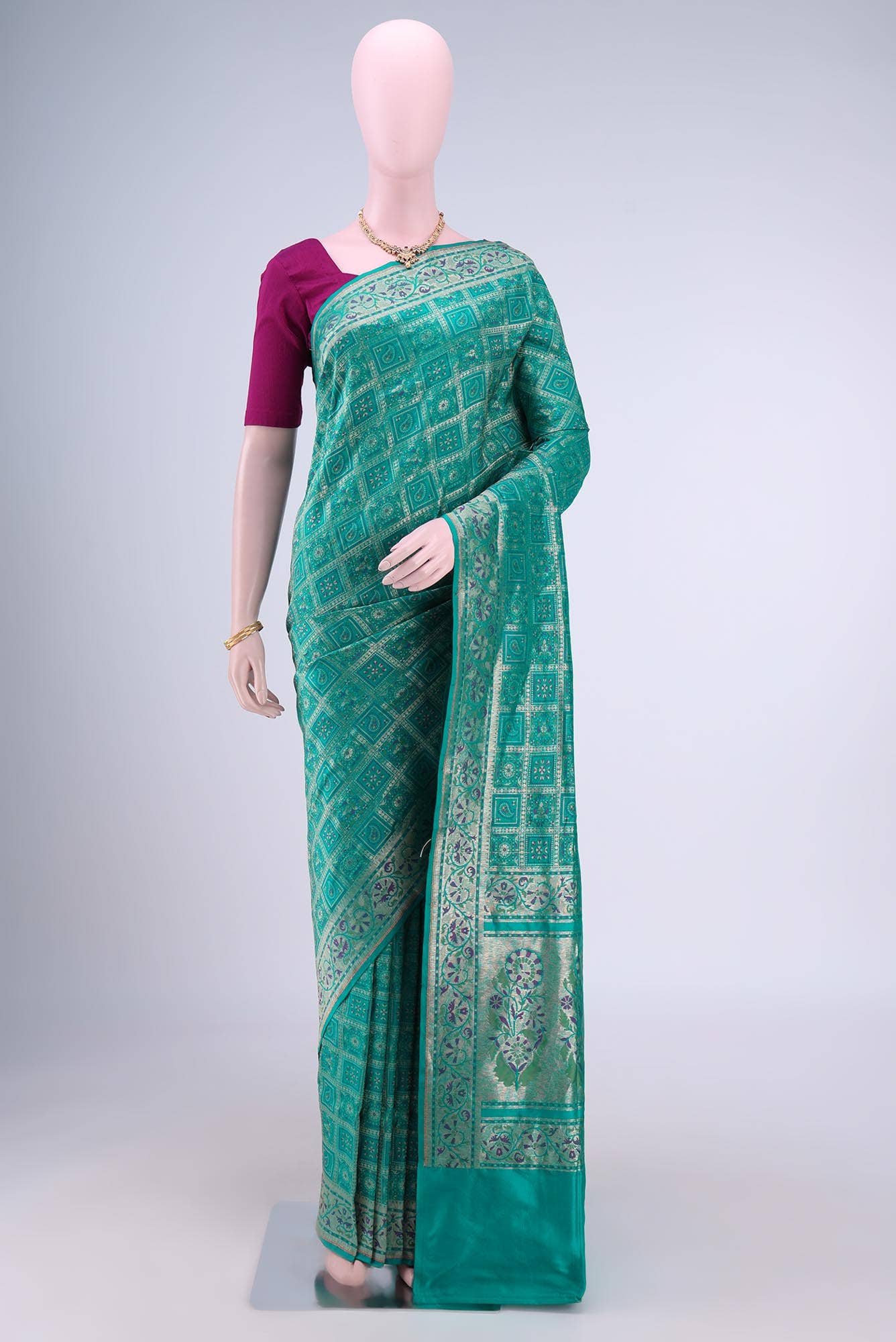 Peacock Blue Banarasi Silk Saree