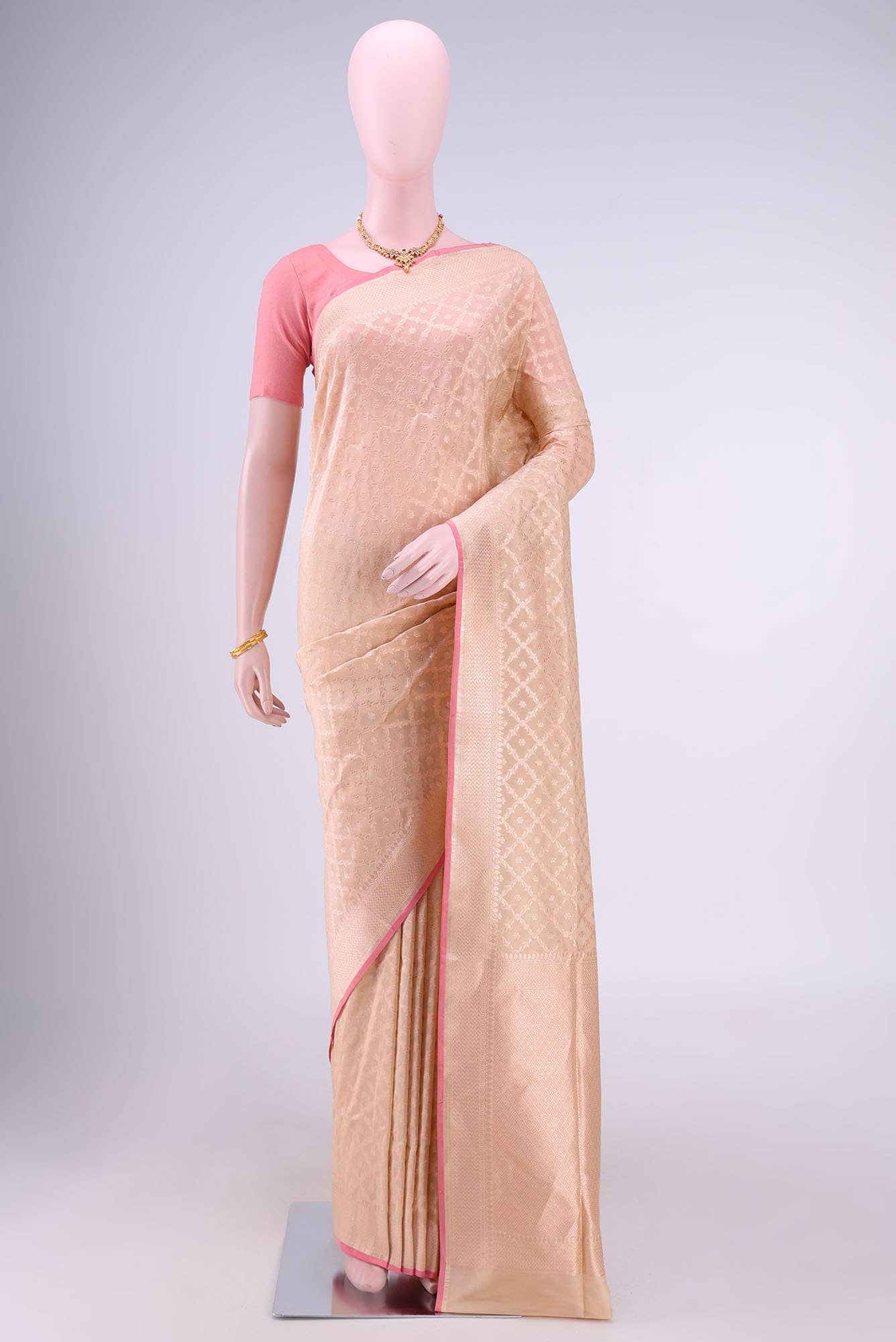 Beige Banarasi Silk Saree