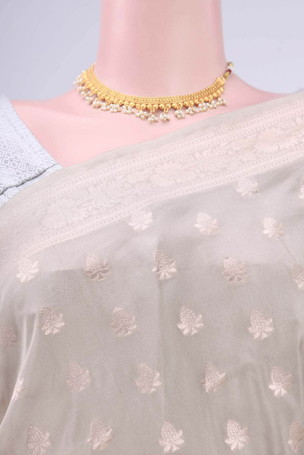 Beige Banarasi Silk Saree