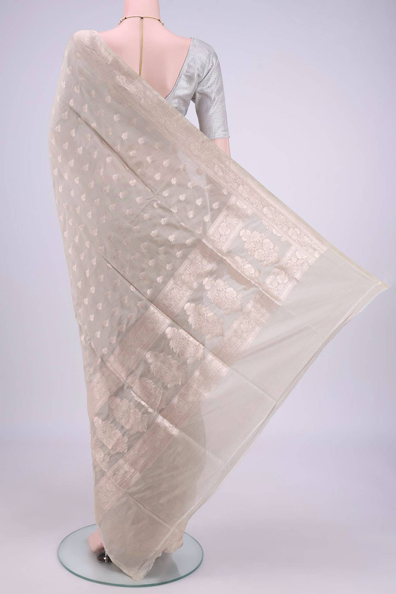 Beige Banarasi Silk Saree