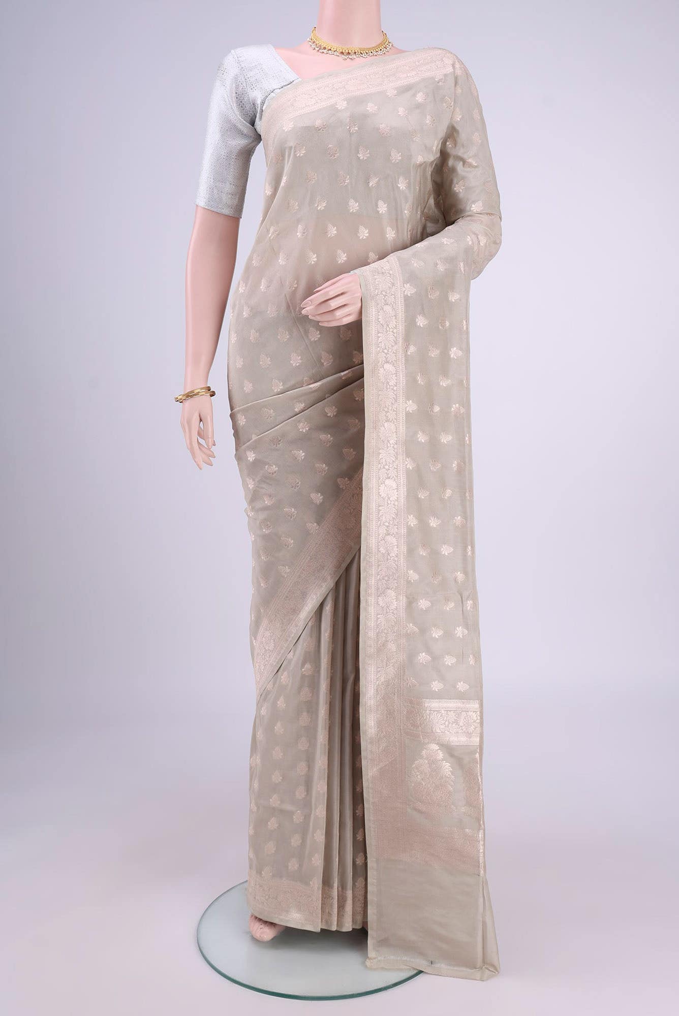 Beige Banarasi Silk Saree