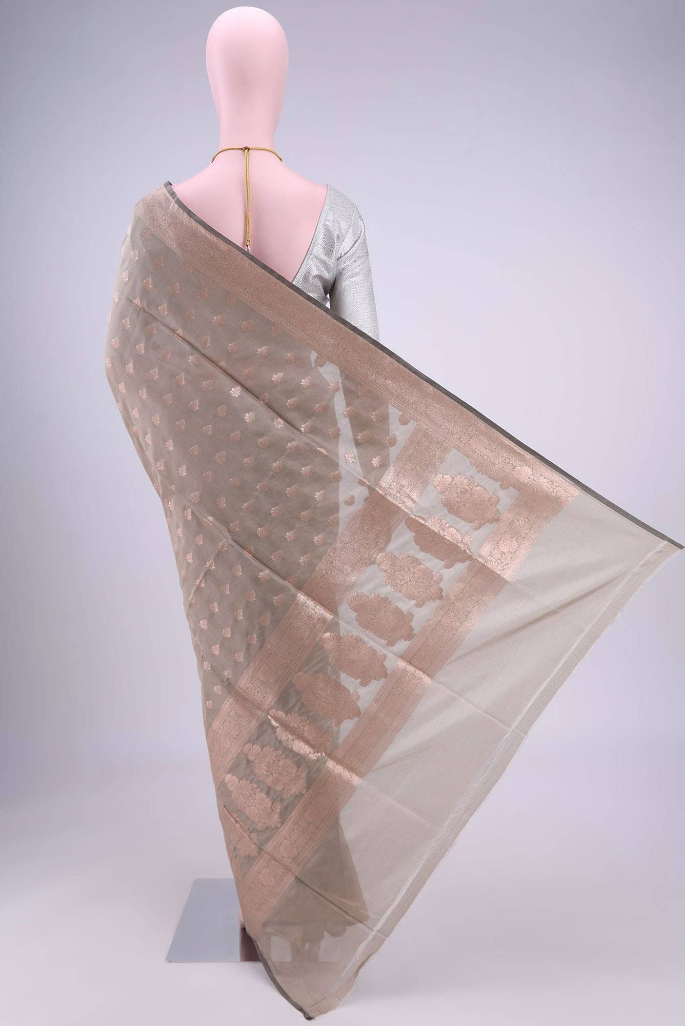 Davys Grey Banarasi Silk Saree