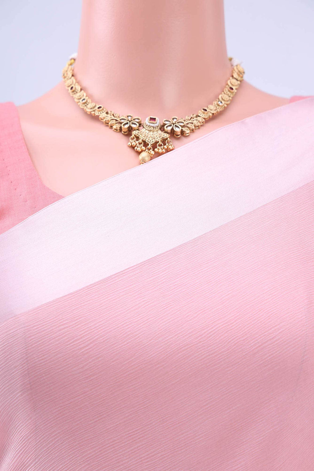 Peach Mysore Chiffon Saree