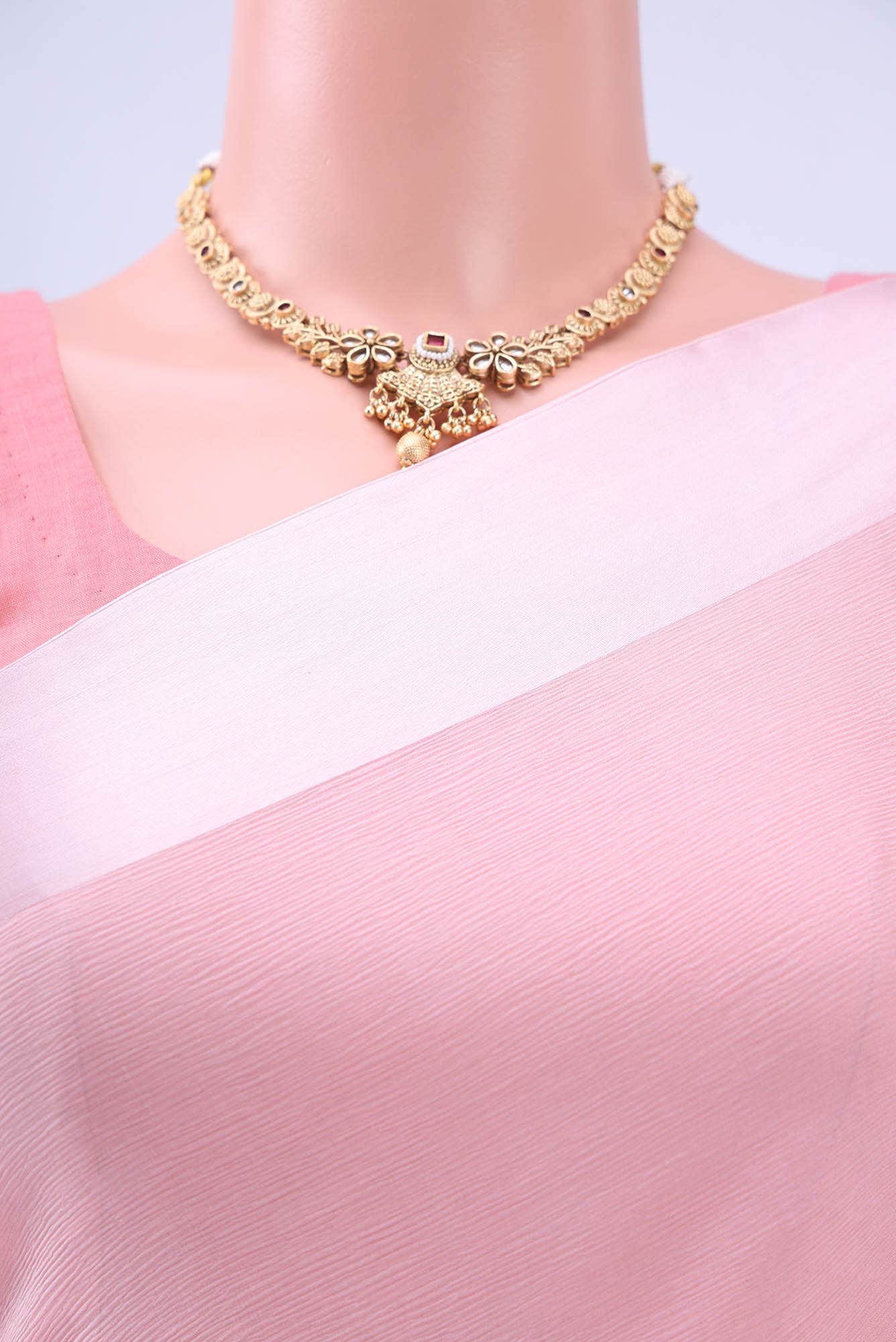 Peach Mysore Chiffon Saree