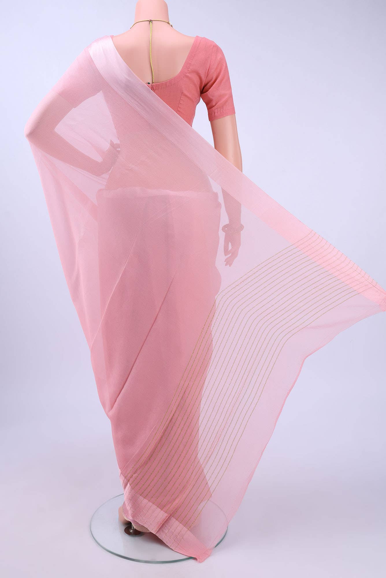 Peach Mysore Chiffon Saree