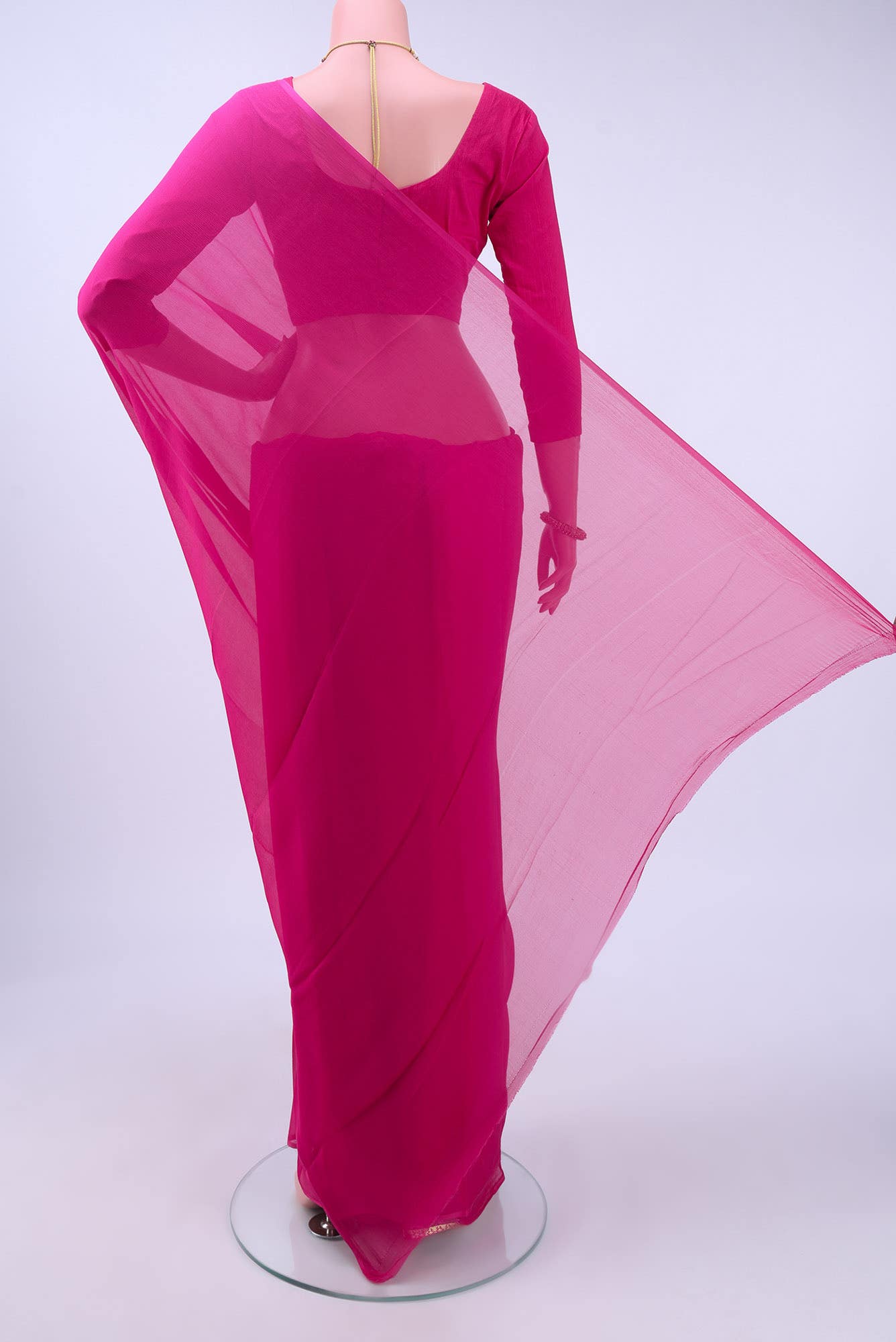 Dark Pink Mysore Chiffon Saree
