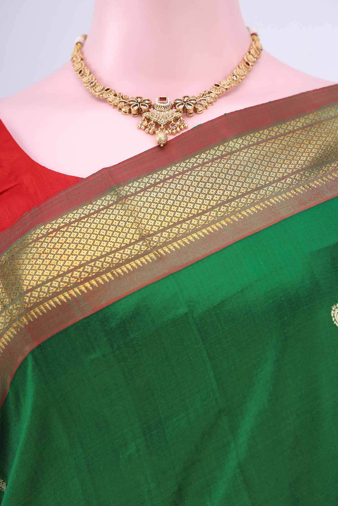 Bottle Green Paithani Silk Saree