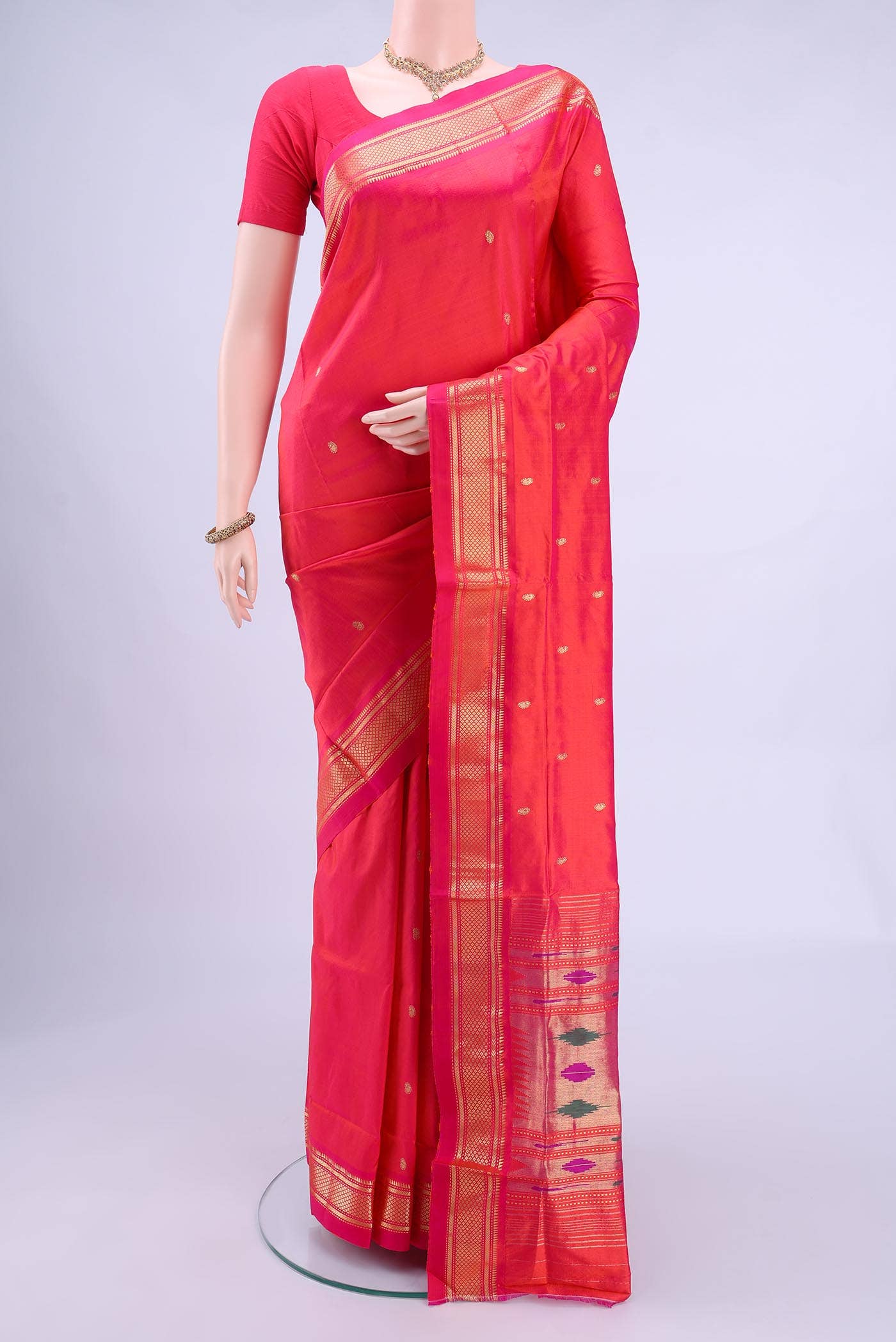 Imperial Pink Paithani Silk Saree