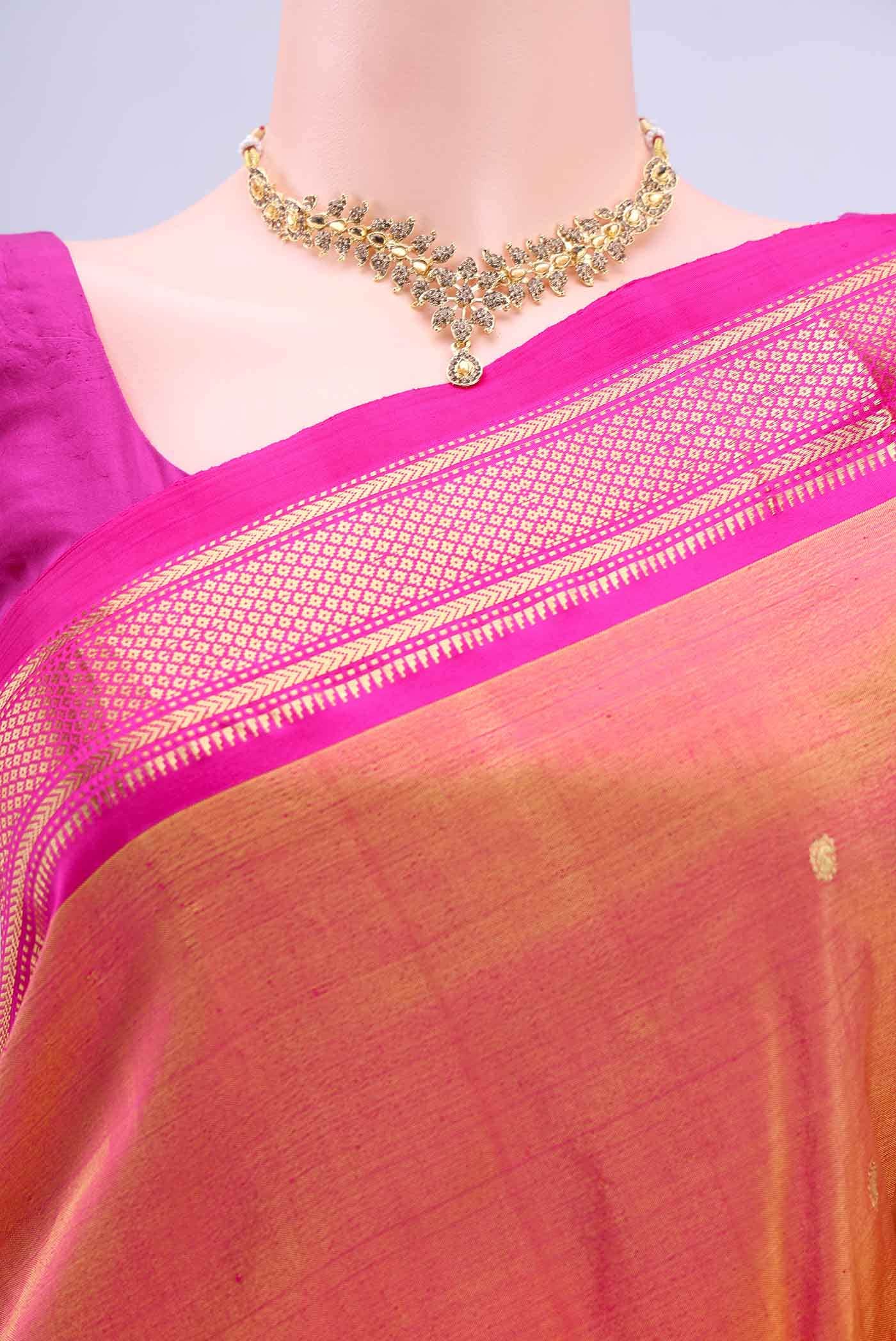 Peach Paithani Silk Saree