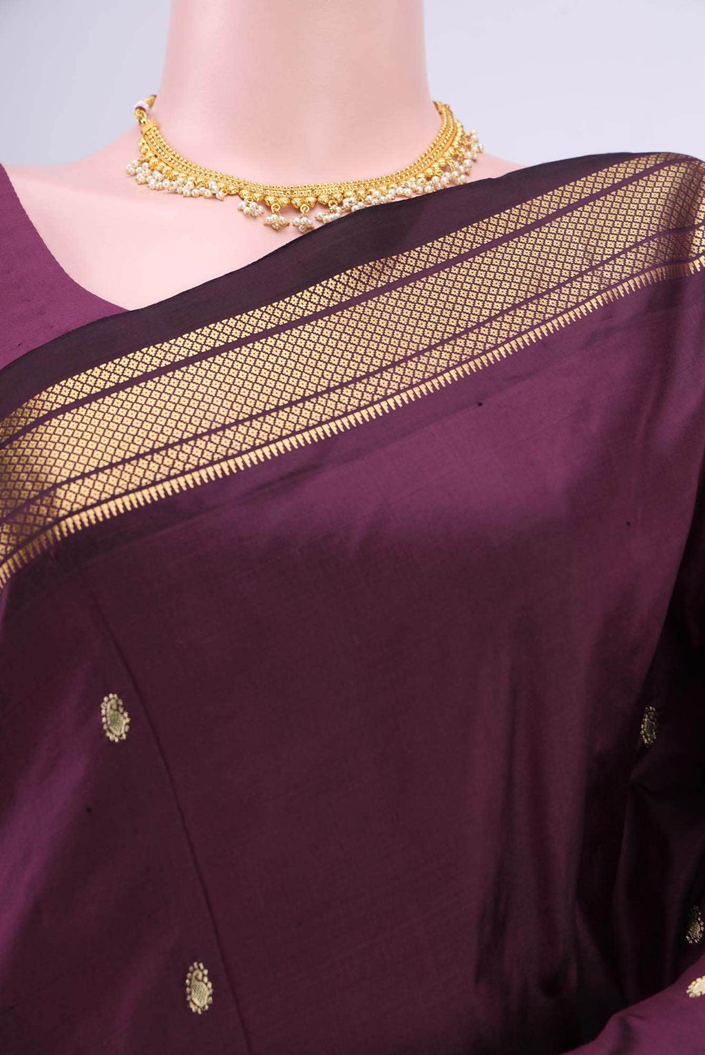 Burgundy Paithani Silk Saree