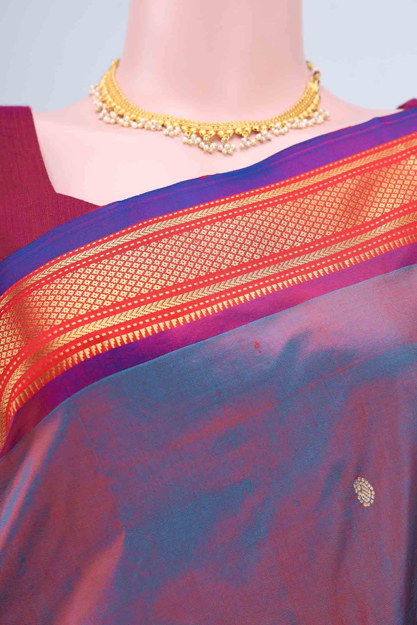Maroon Dual Tone Paithani Silk Saree