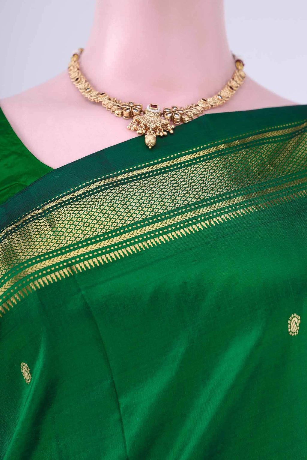 Bottle Green Paithani Silk Saree