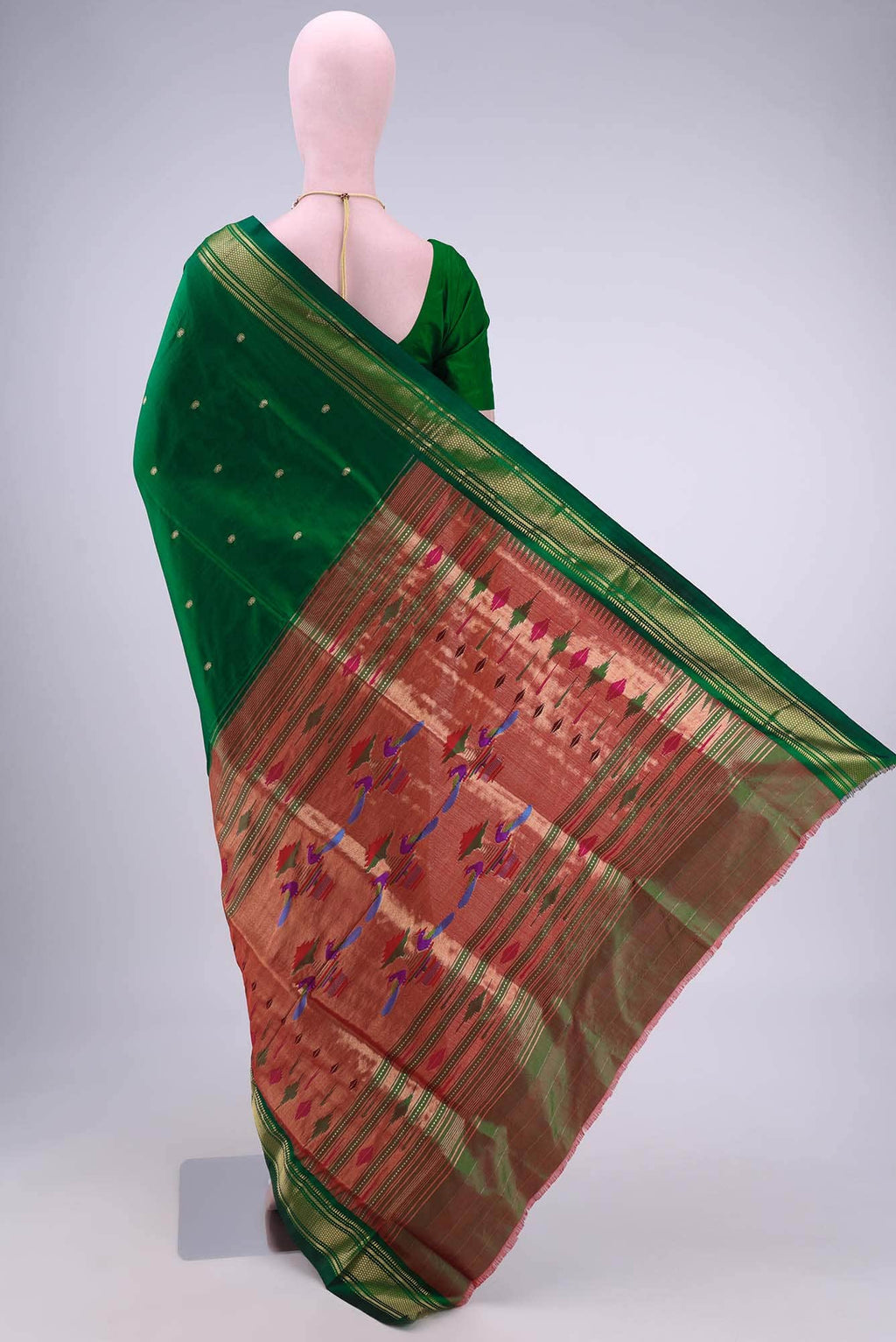 Bottle Green Paithani Silk Saree