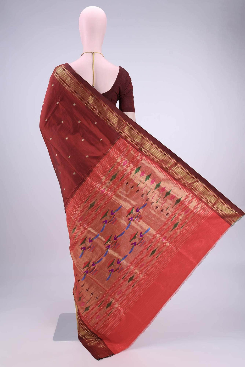 Maroon Paithani Silk Saree