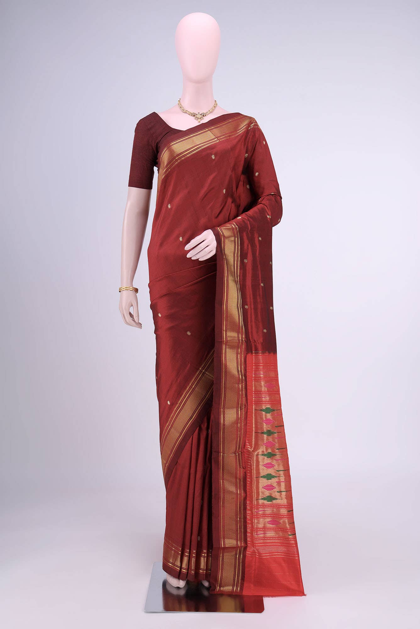 Maroon Paithani Silk Saree