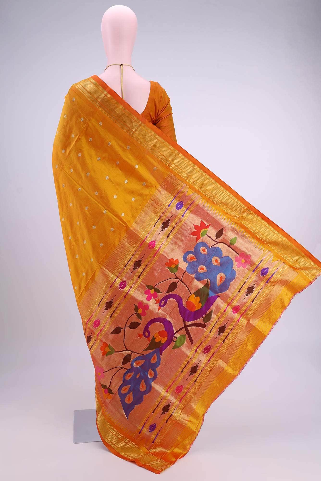 Orange Paithani Silk Saree