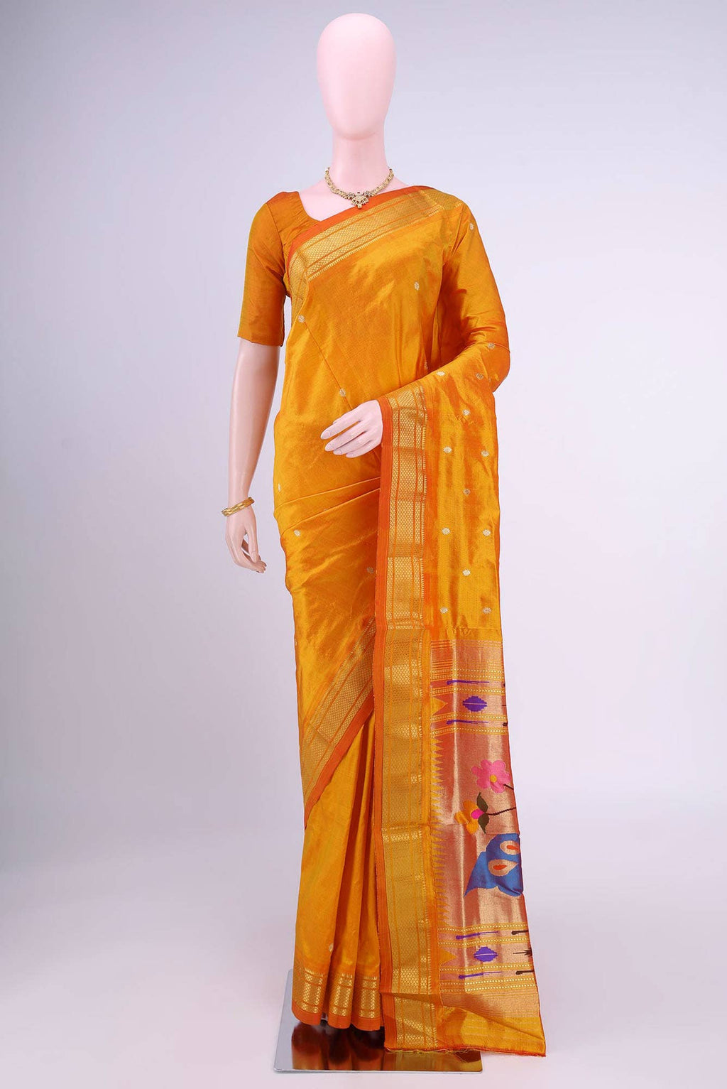 Orange Paithani Silk Saree