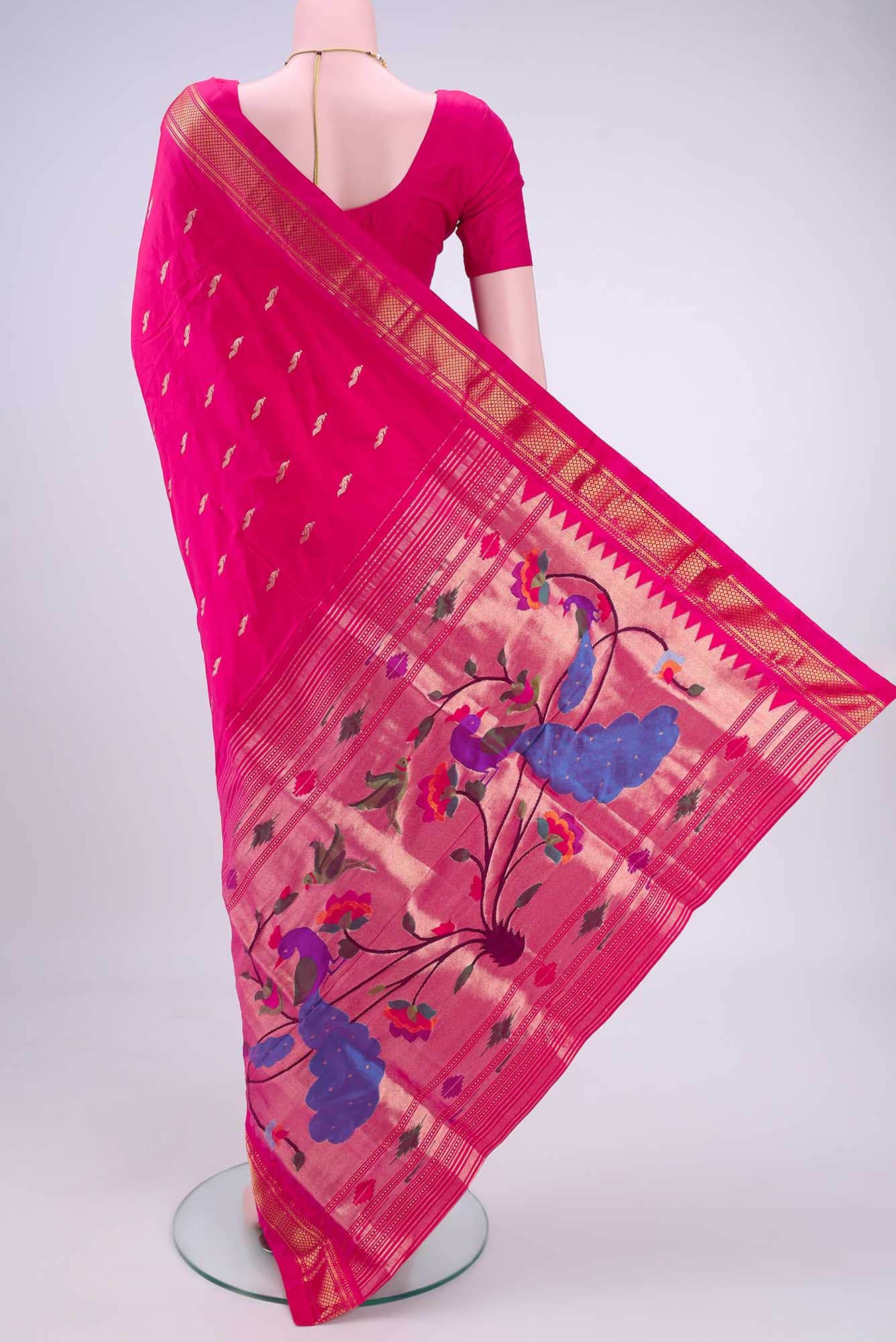 Rani Pink Paithani Silk Saree