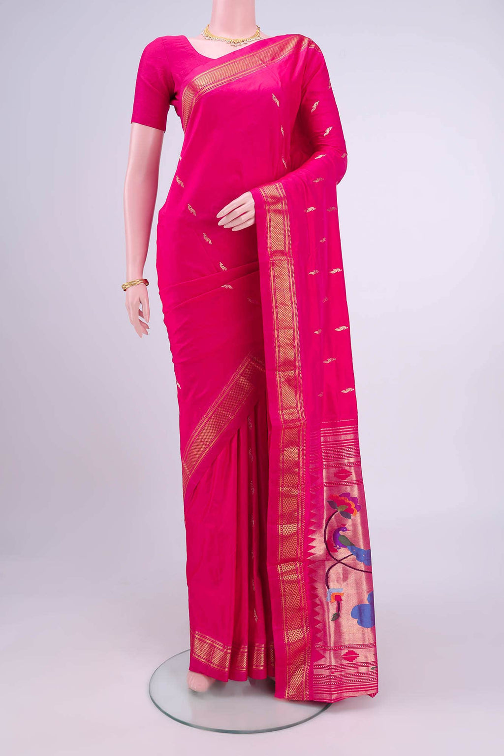Rani Pink Paithani Silk Saree