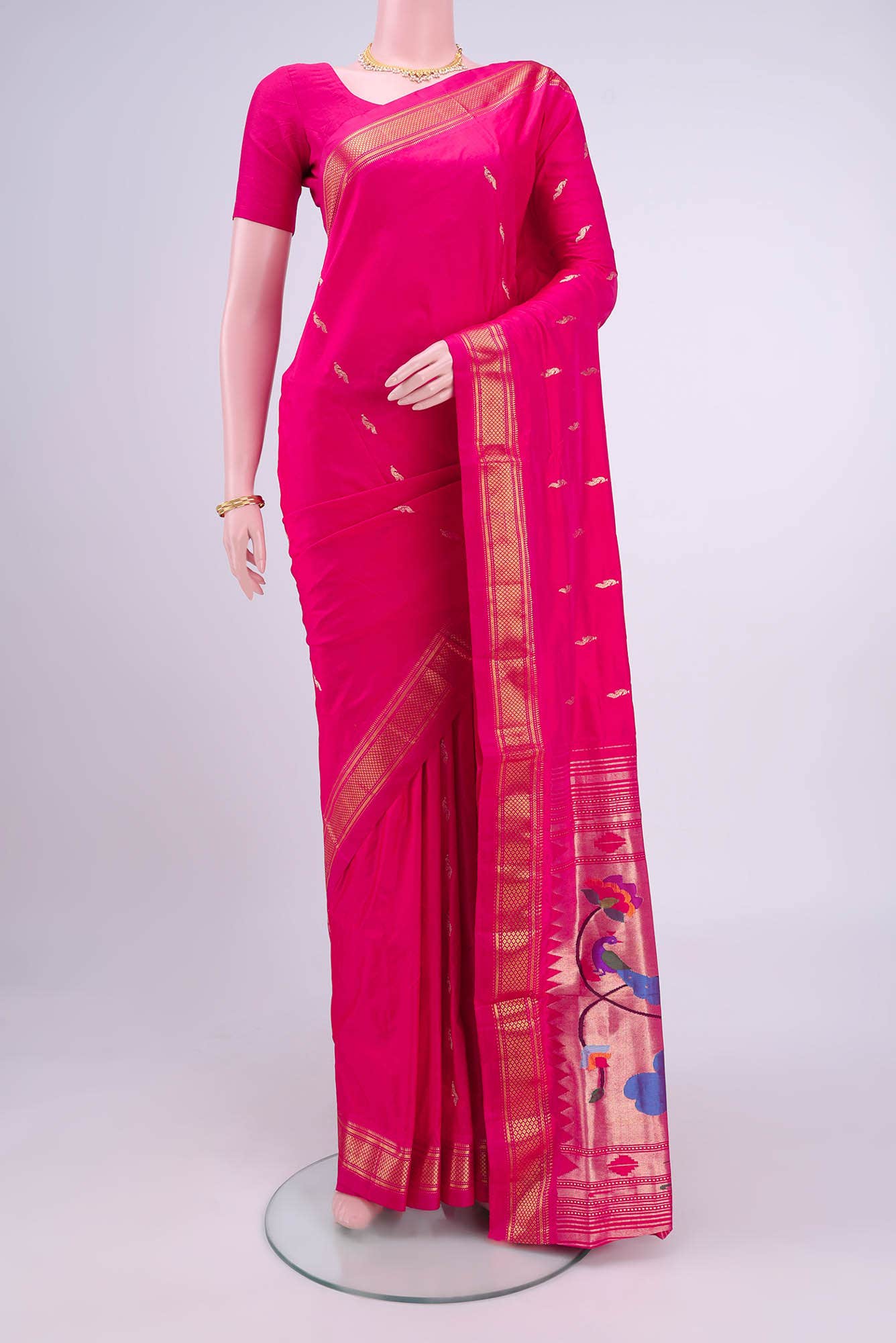 Rani Pink Paithani Silk Saree