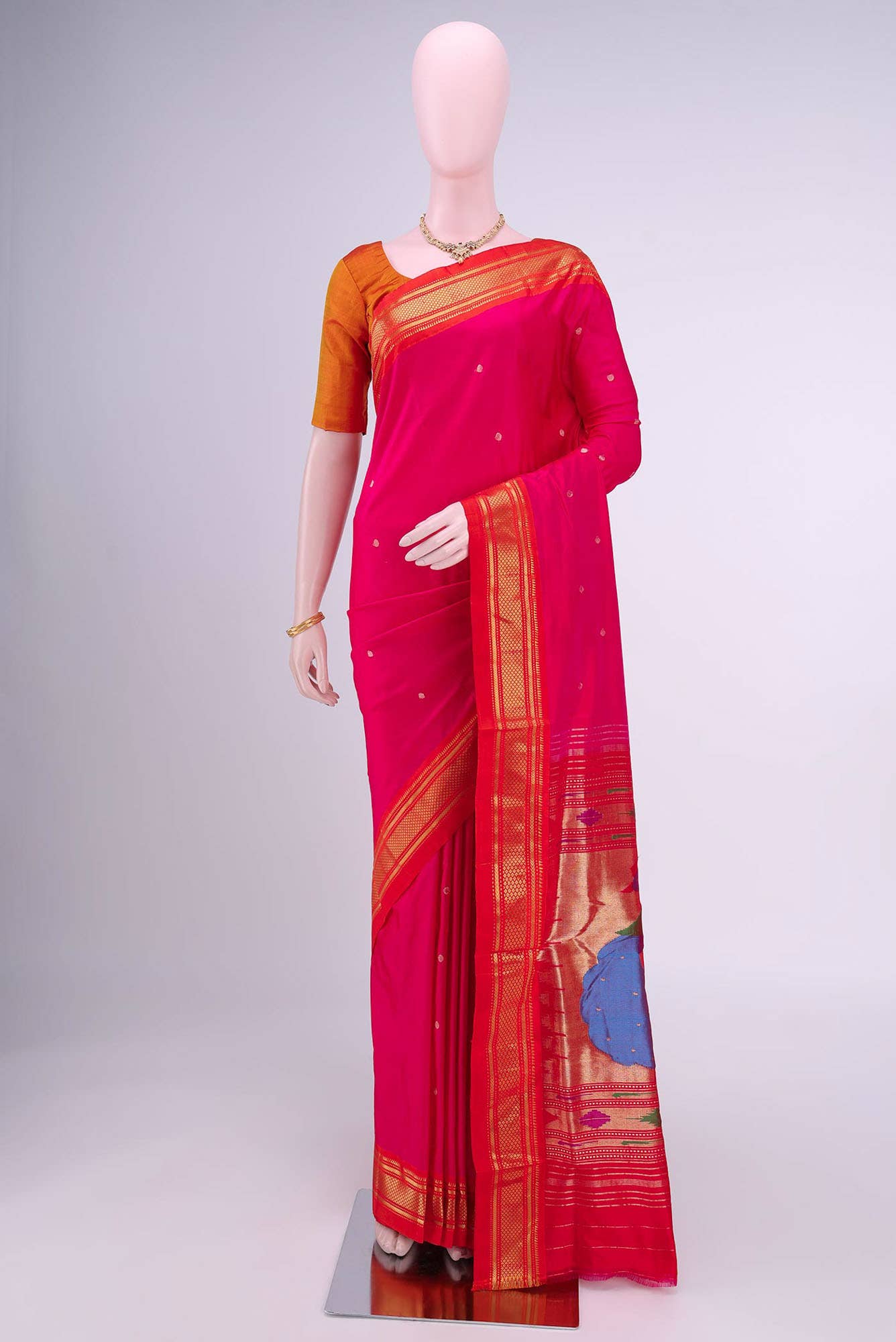 Rani Pink Paithani Silk Saree