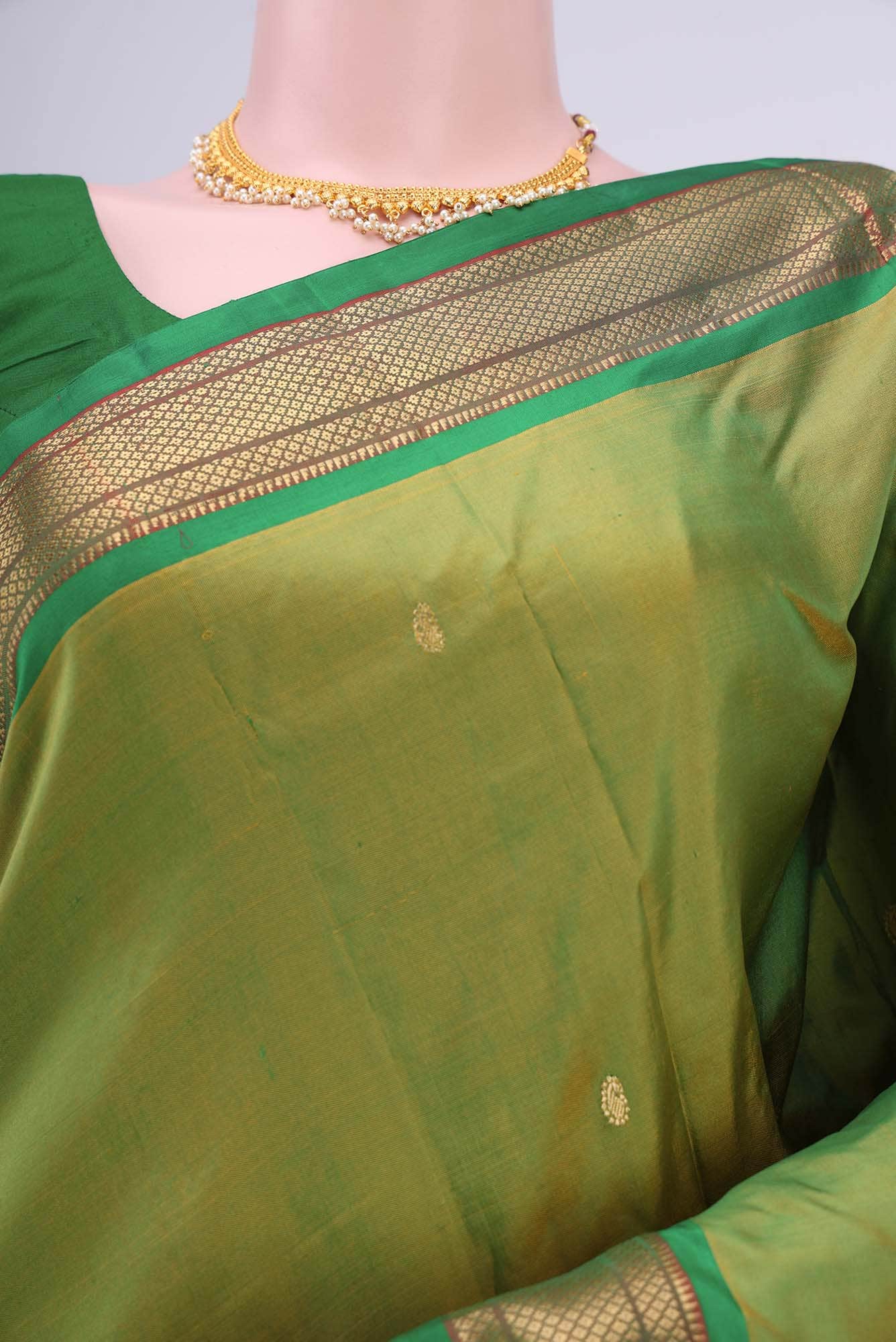 Parrot Green Paithani Silk Saree
