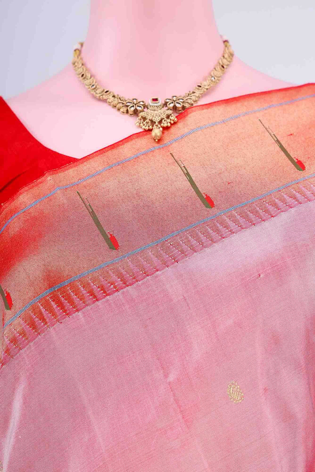 Golden Peach Paithani Silk Saree