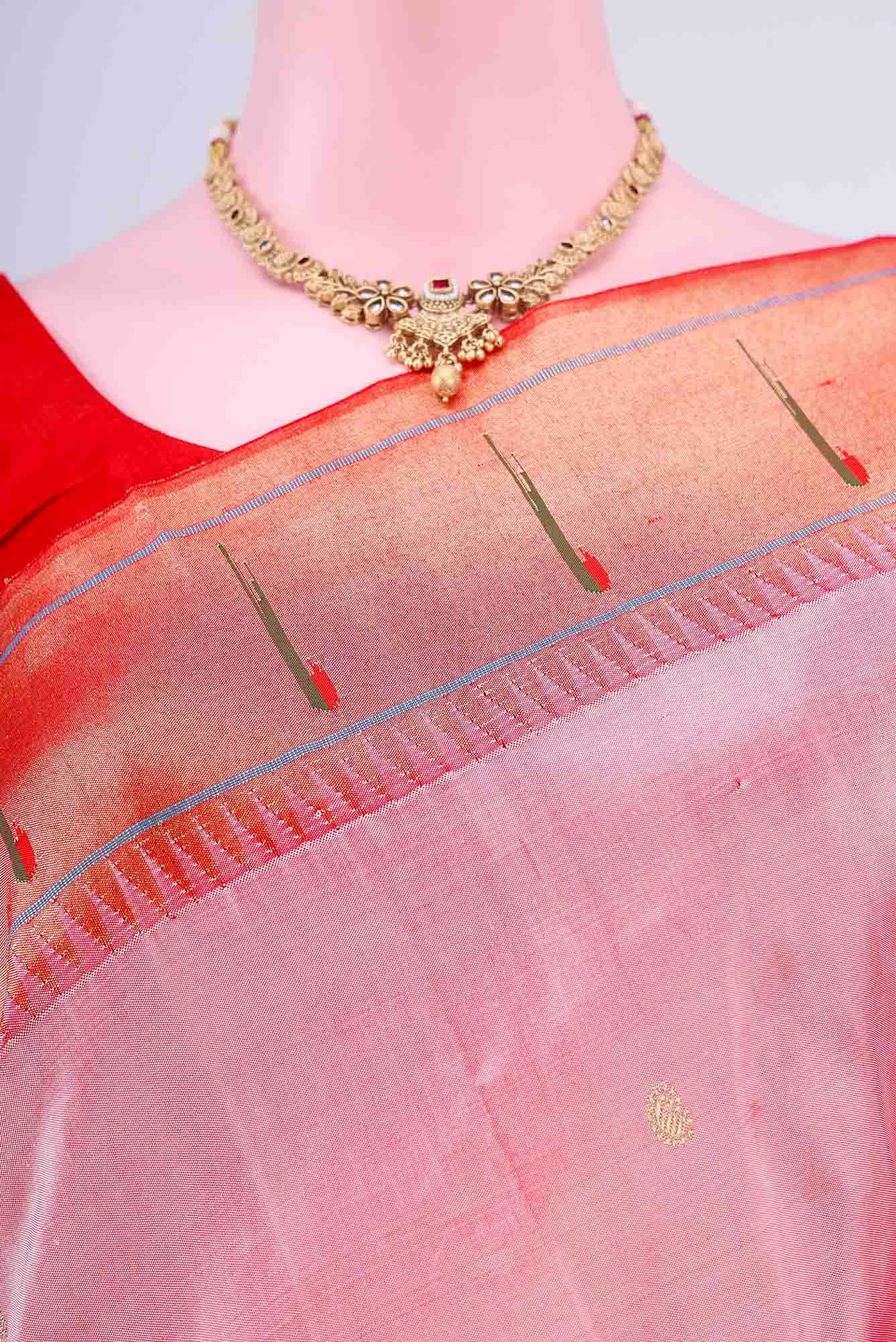 Golden Peach Paithani Silk Saree