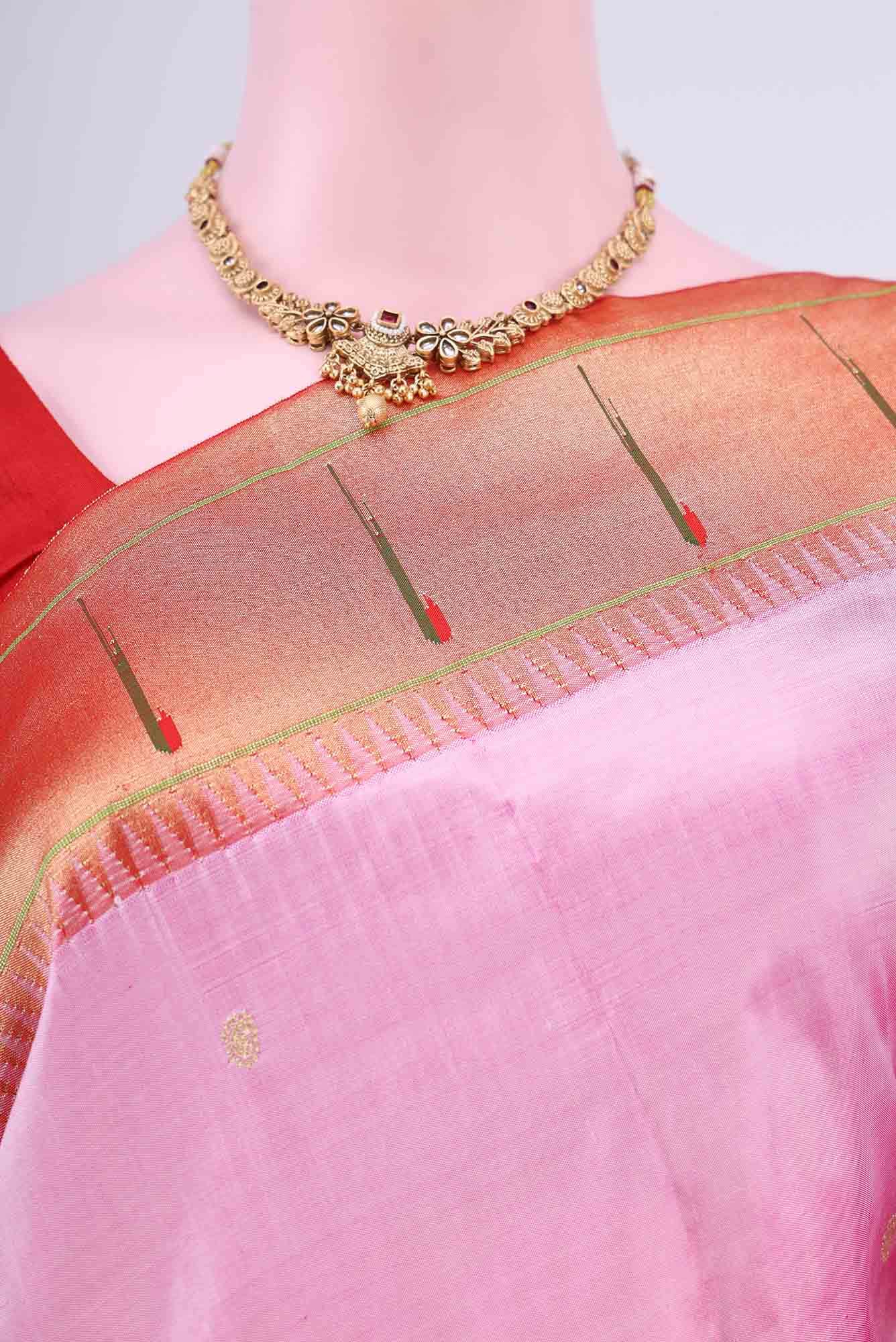 Rose Gold Paithani Silk Saree