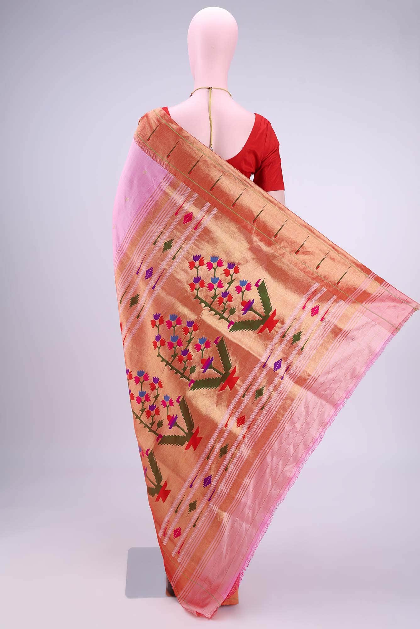 Rose Gold Paithani Silk Saree
