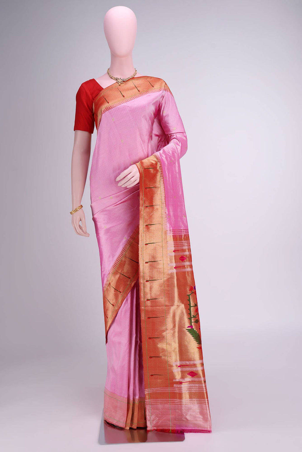 Rose Gold Paithani Silk Saree