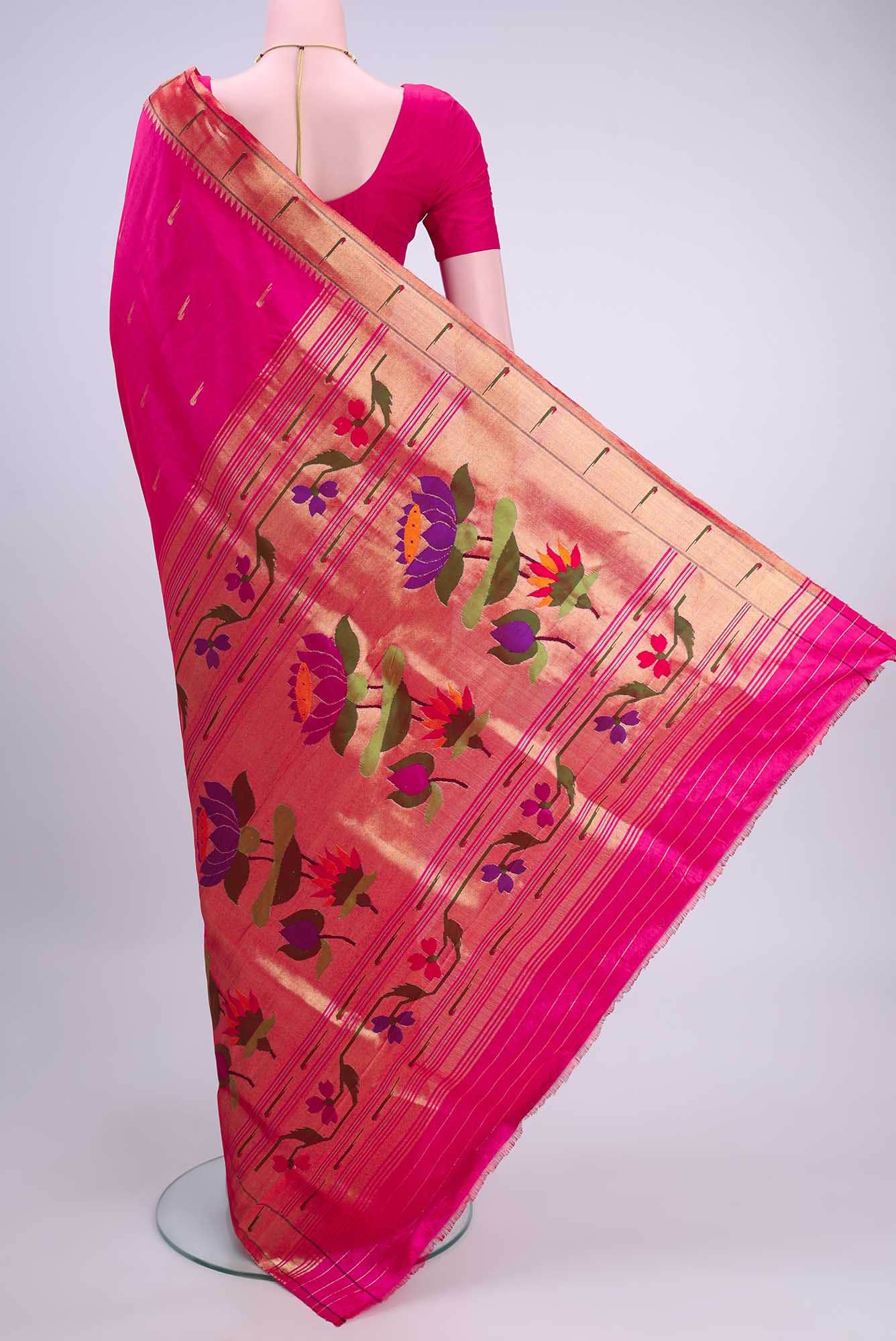 Rani Pink Paithani Silk Saree
