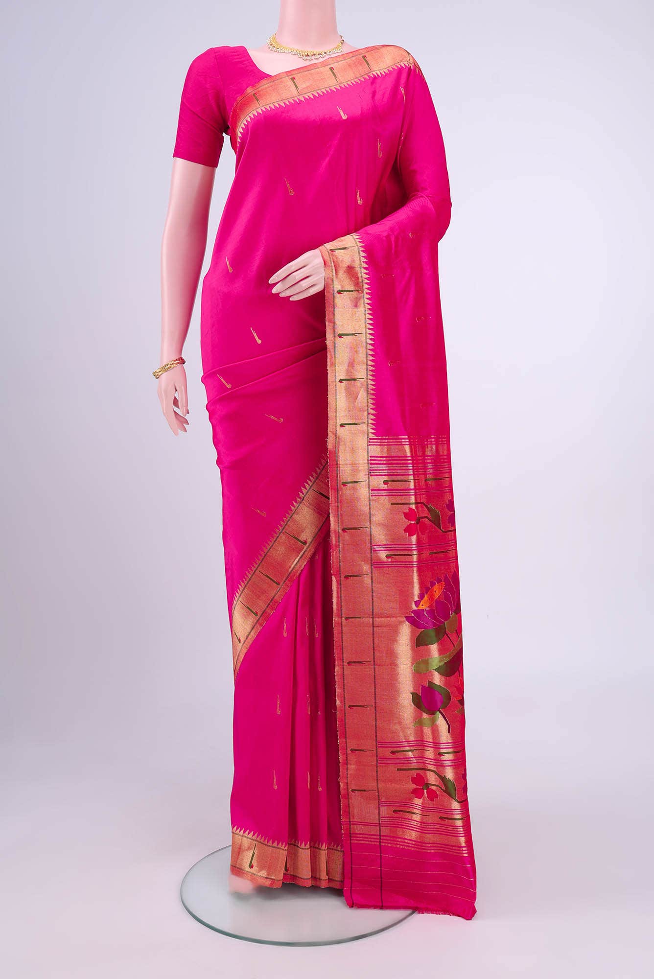 Rani Pink Paithani Silk Saree