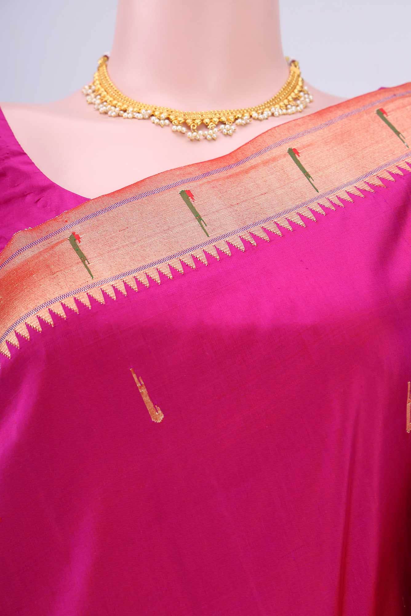 Rani Pink Paithani Silk Saree