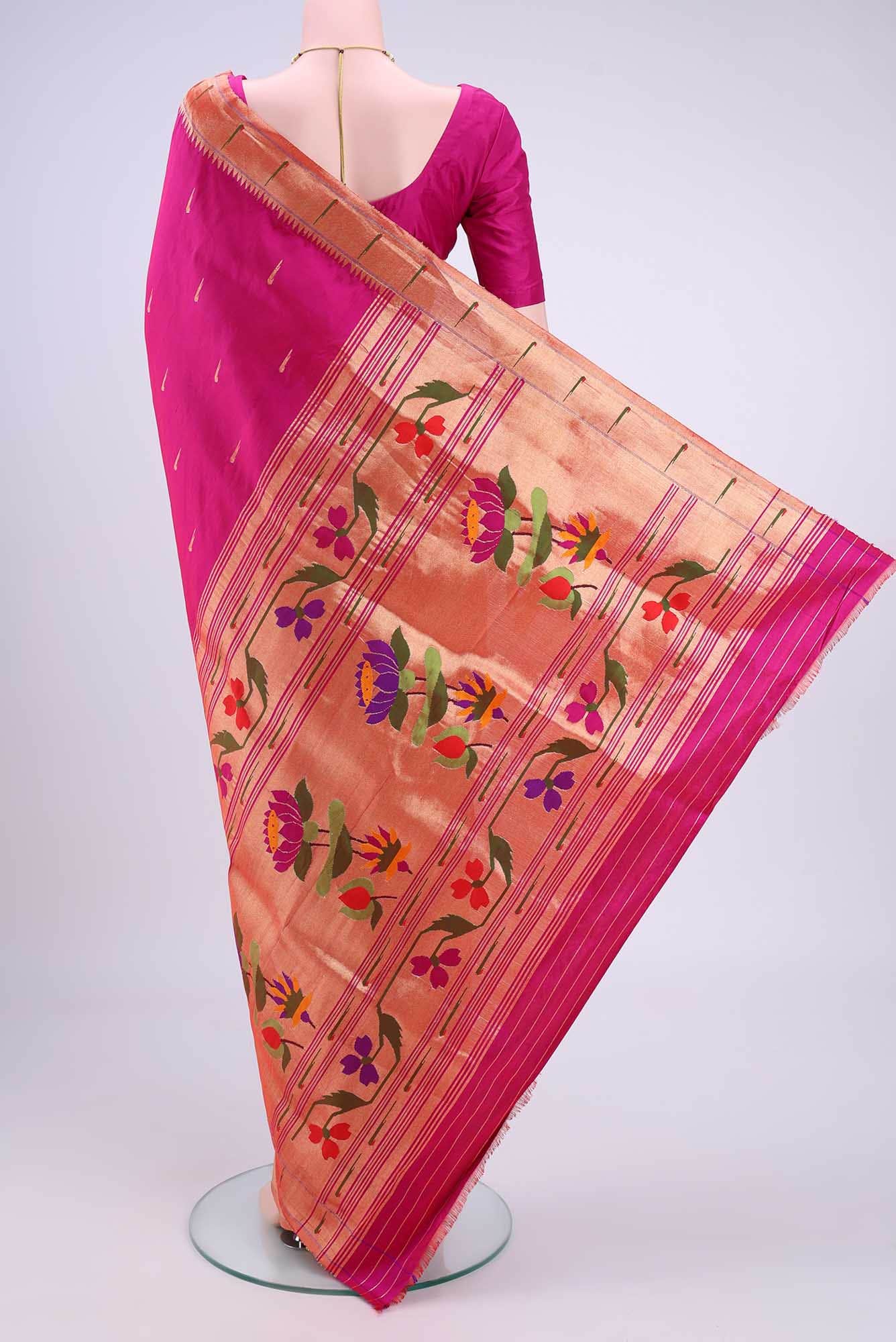 Rani Pink Paithani Silk Saree