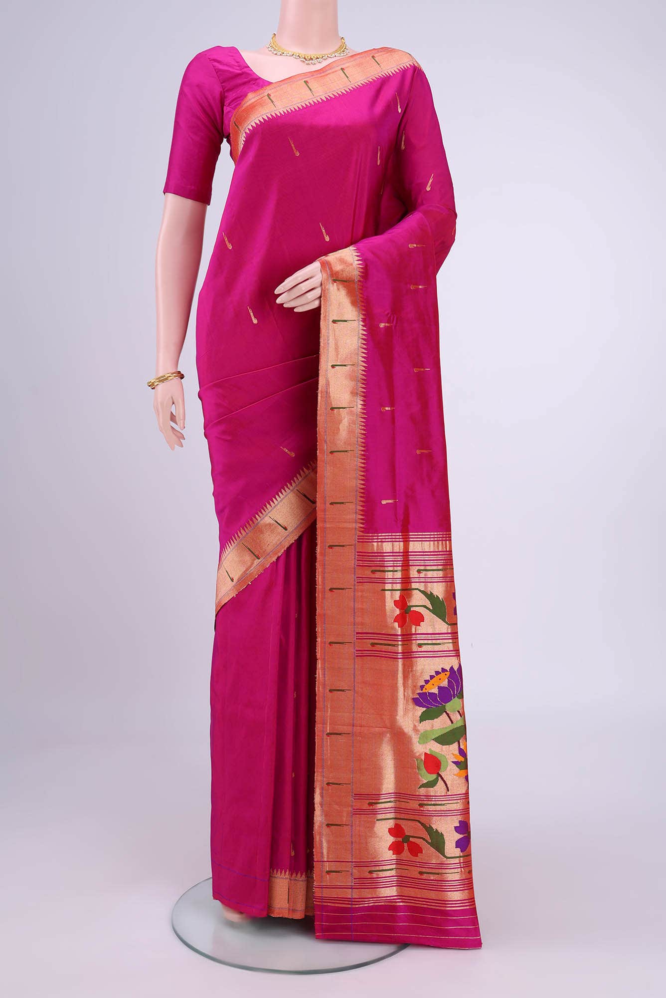 Rani Pink Paithani Silk Saree