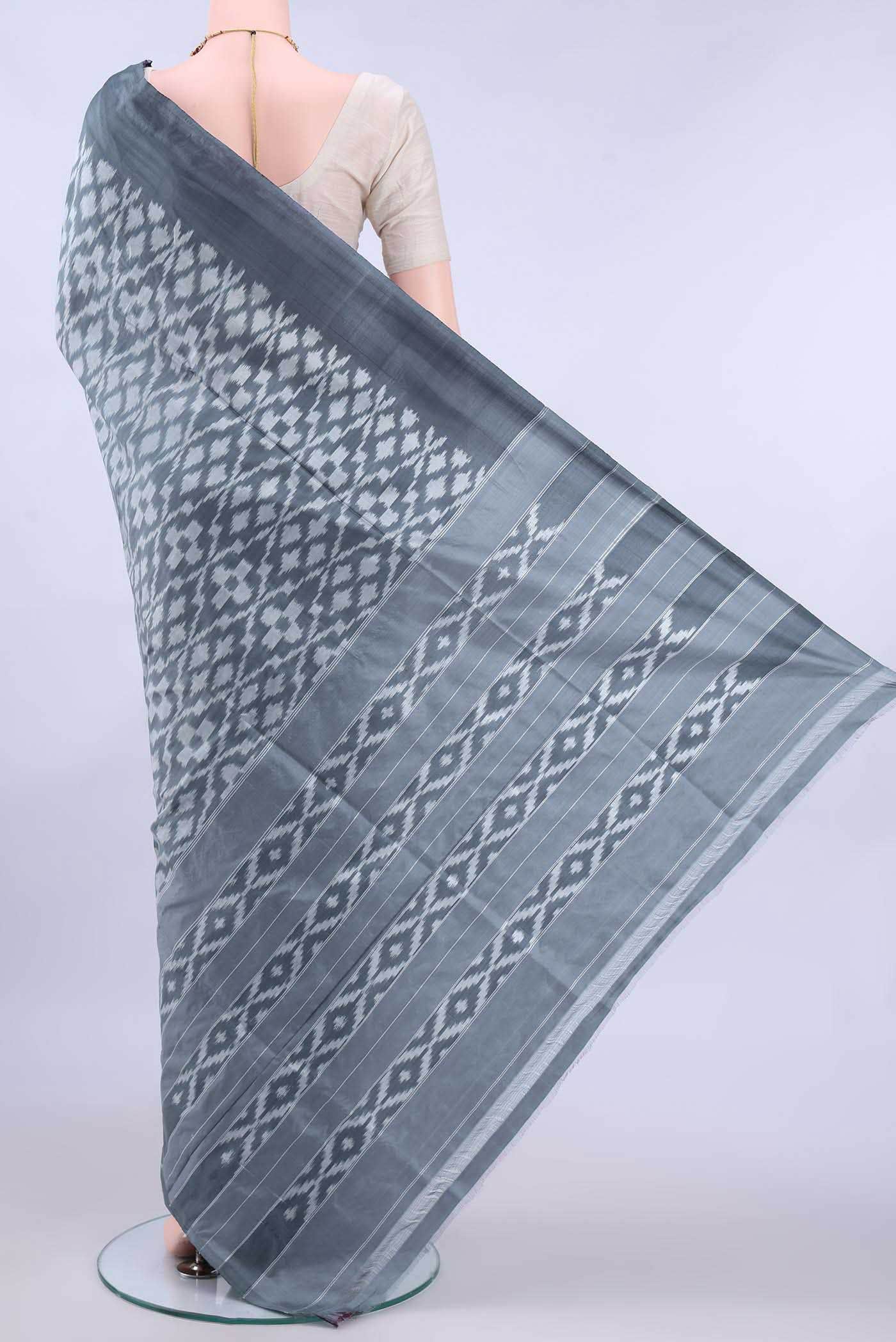 Grey Pochampally Silk Saree
