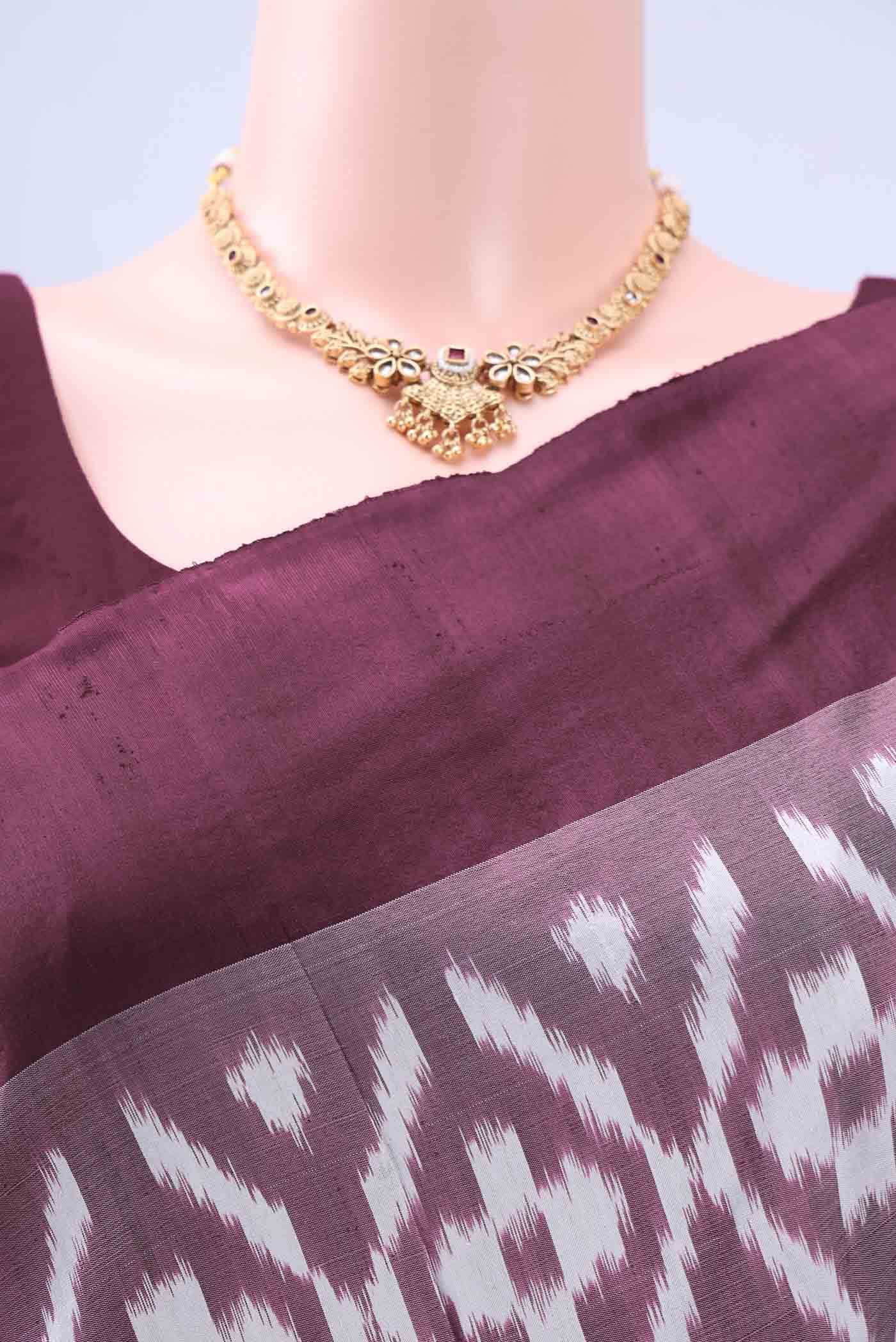 Burgundy Pochampally Silk Saree